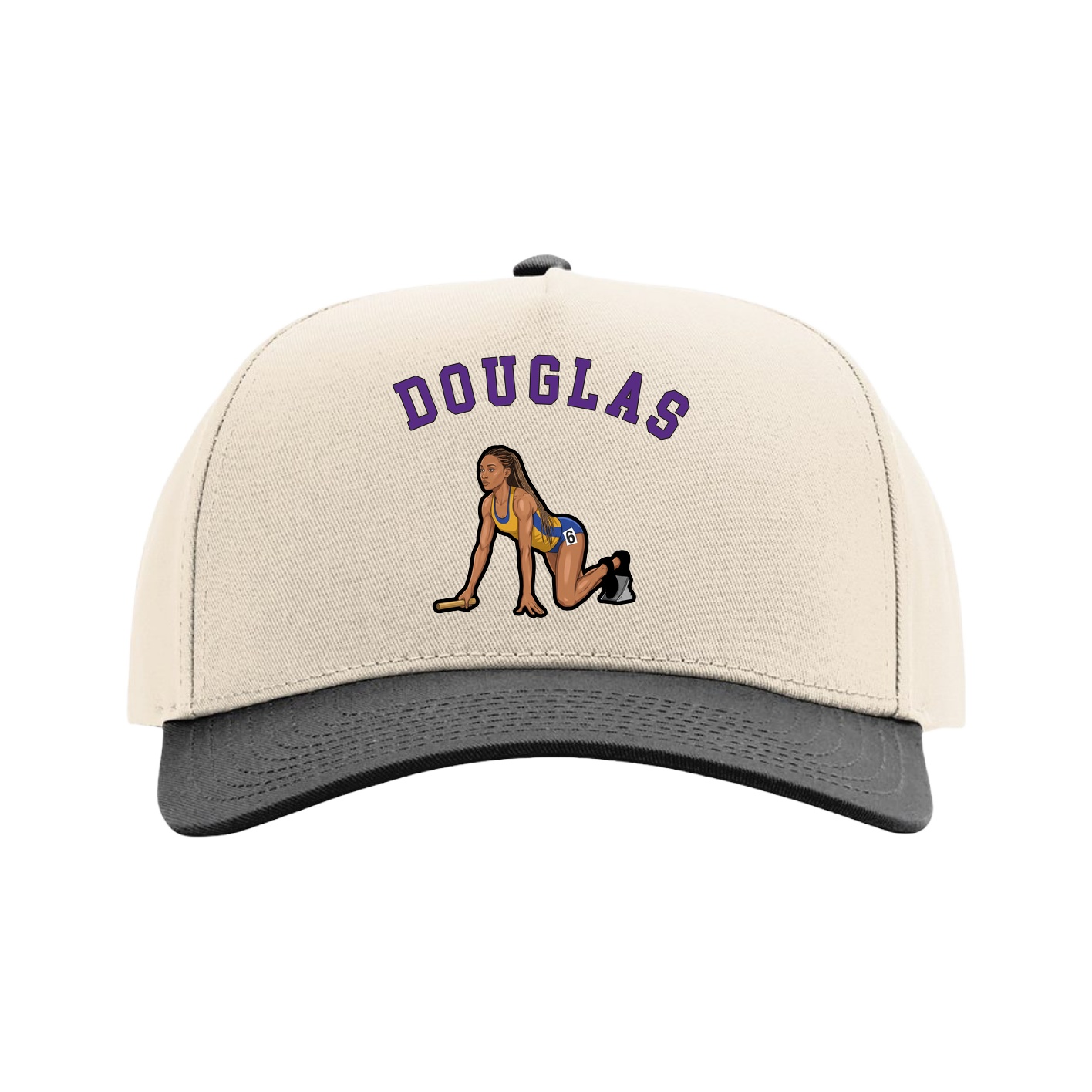Full Fabric Five-Panel Champ Cap — Shirsey Arch in Cream/Black
