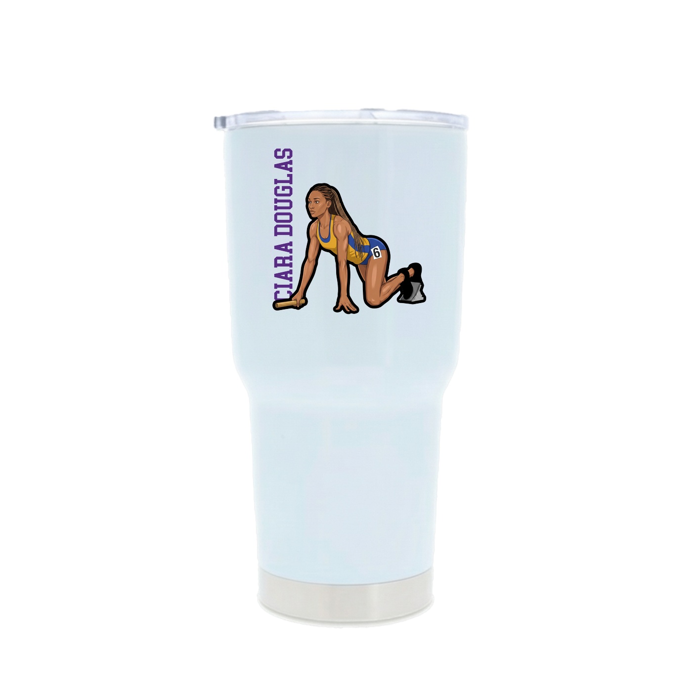 30oz Stainless Steel Tumbler — Name Vertical in White