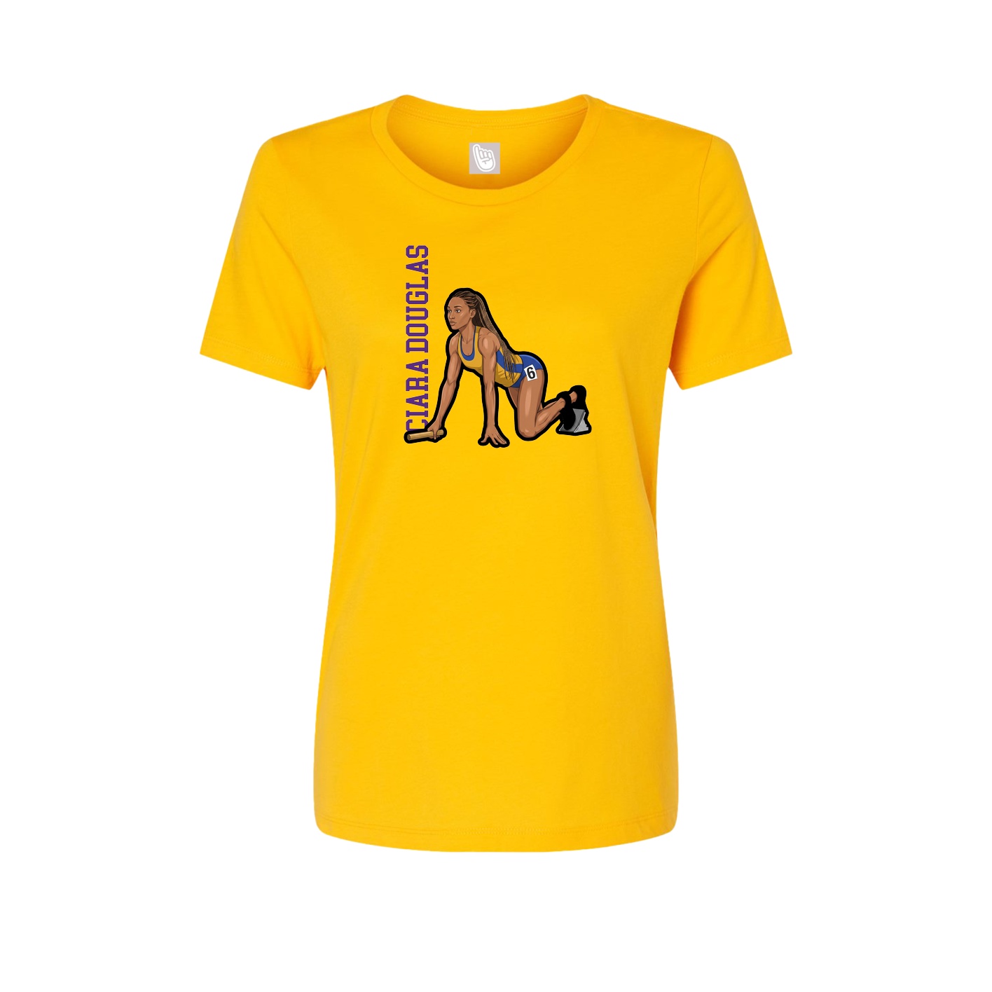 Womens Tee — Name Vertical in Gold