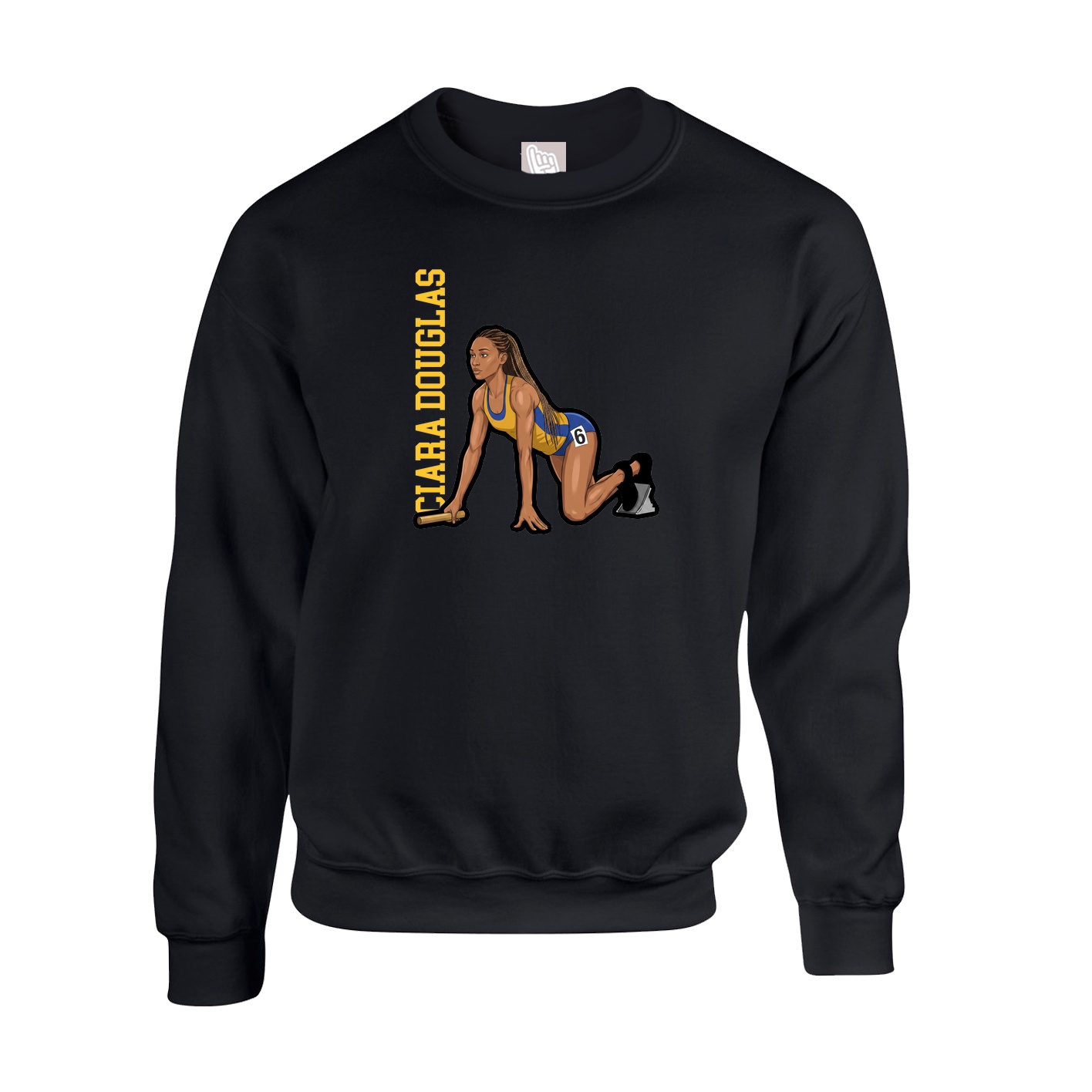 Fleece Crew — Name Vertical in Black