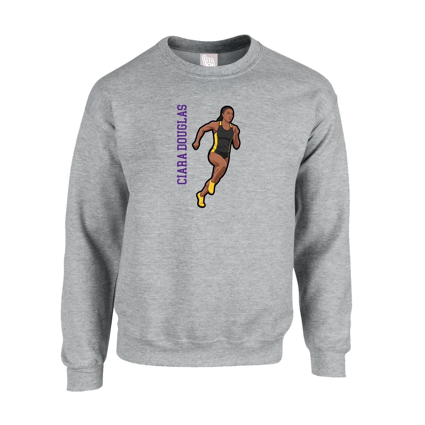 Fleece Crew — Name Vertical in Grey