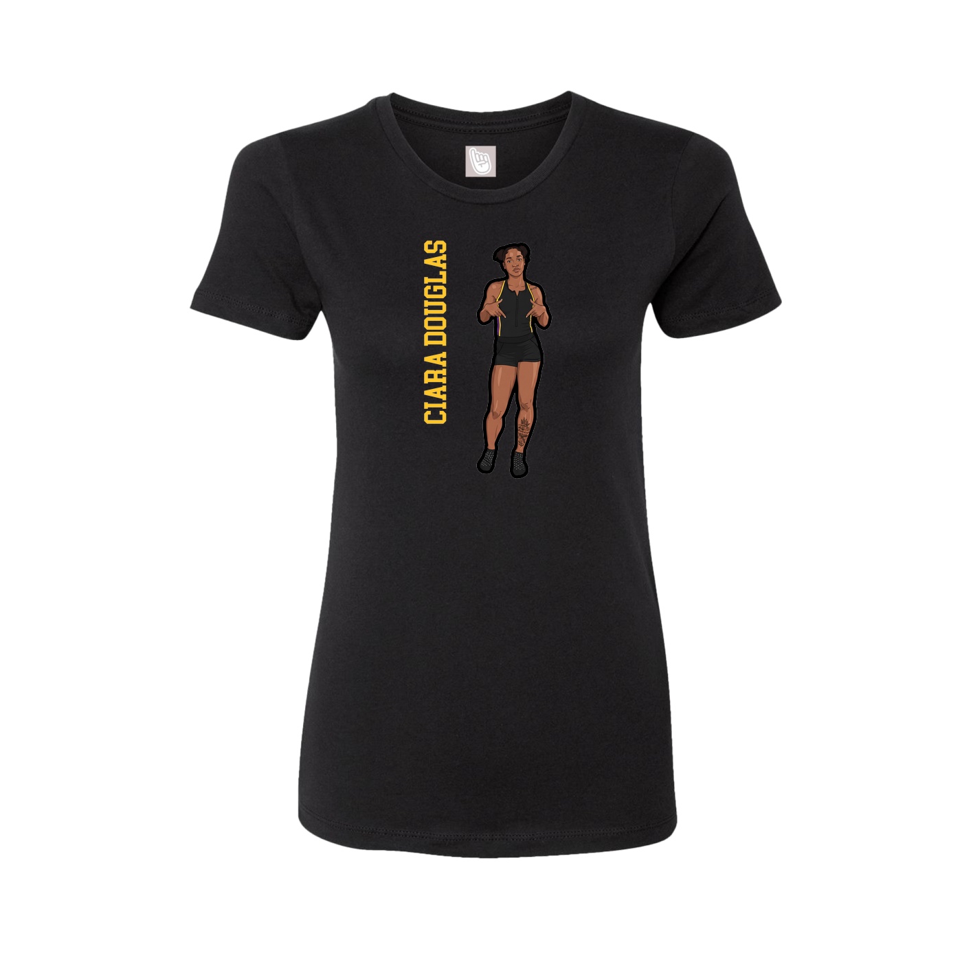 Womens Tee — Name Vertical in Black
