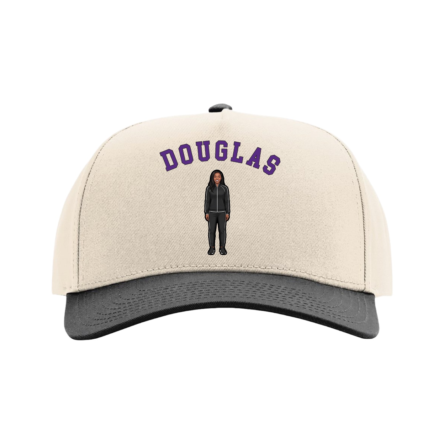 Full Fabric Five-Panel Champ Cap — Shirsey Arch in Cream/Black