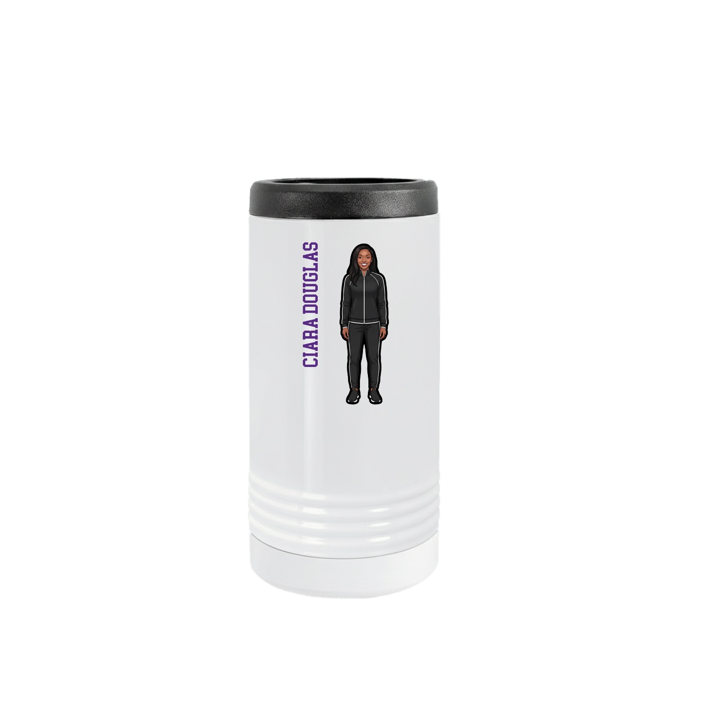 Slim Beverage Holder — Name Vertical in White