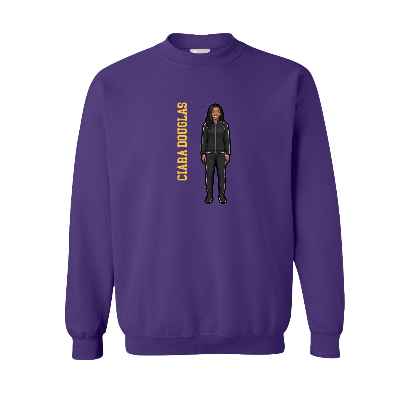 Fleece Crew — Name Vertical in Purple