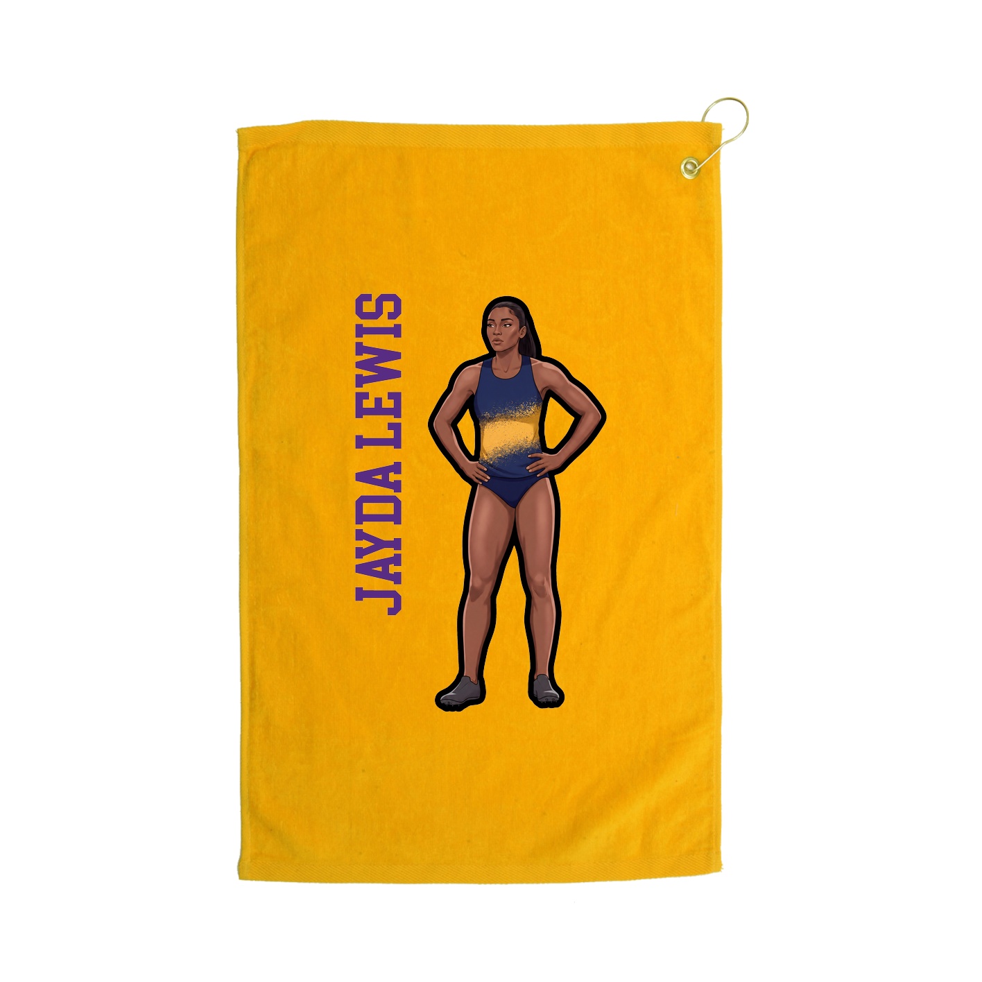 Golf Towel — Name Vertical in Gold