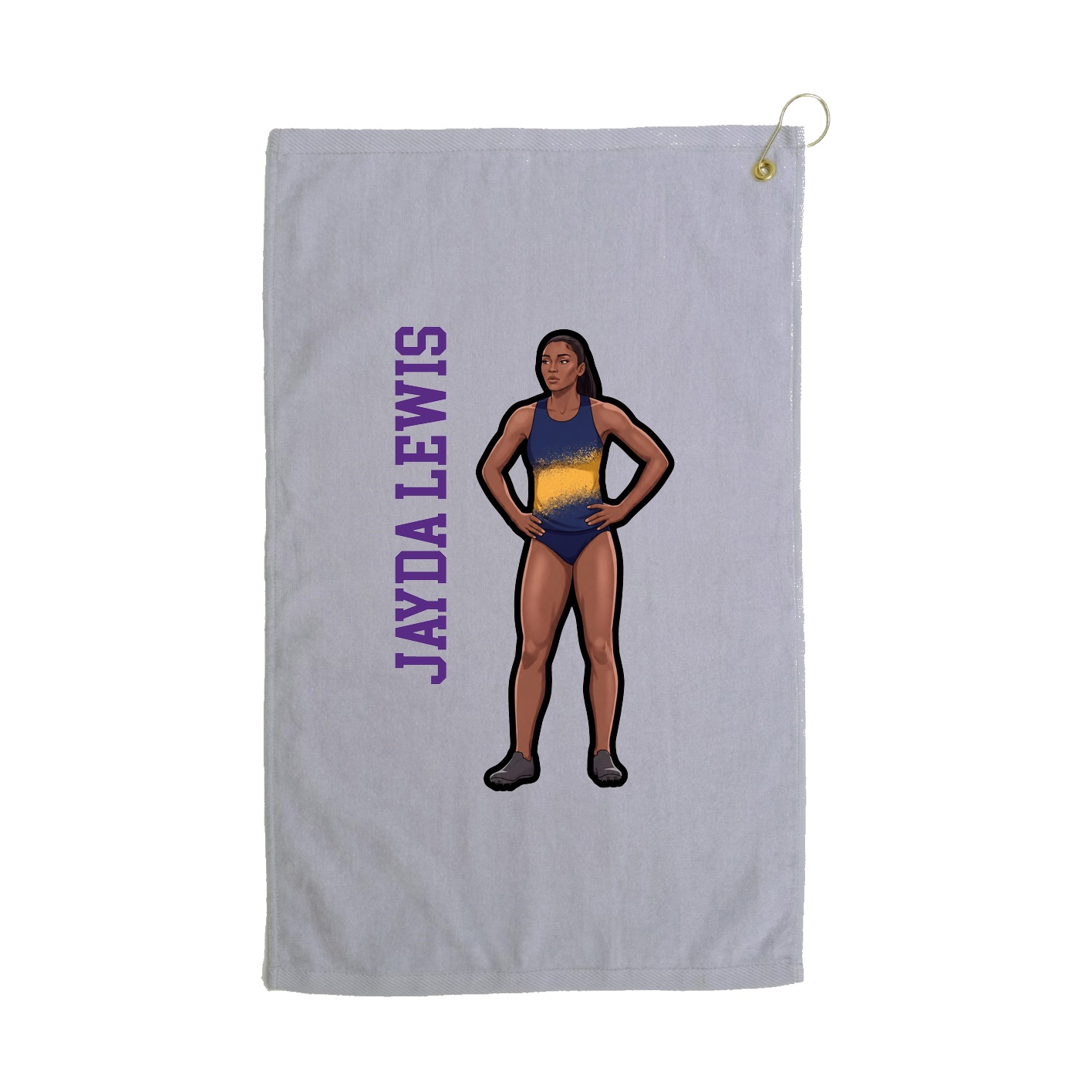 Golf Towel — Name Vertical in Grey