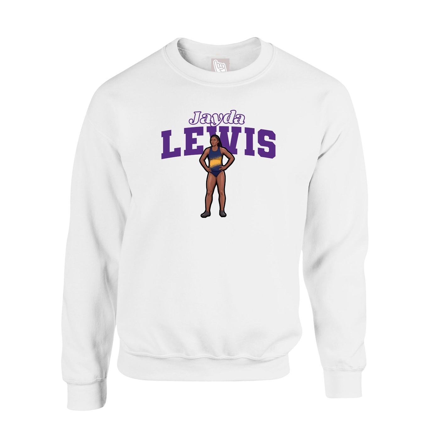 Fleece Crew — Name Arch in White