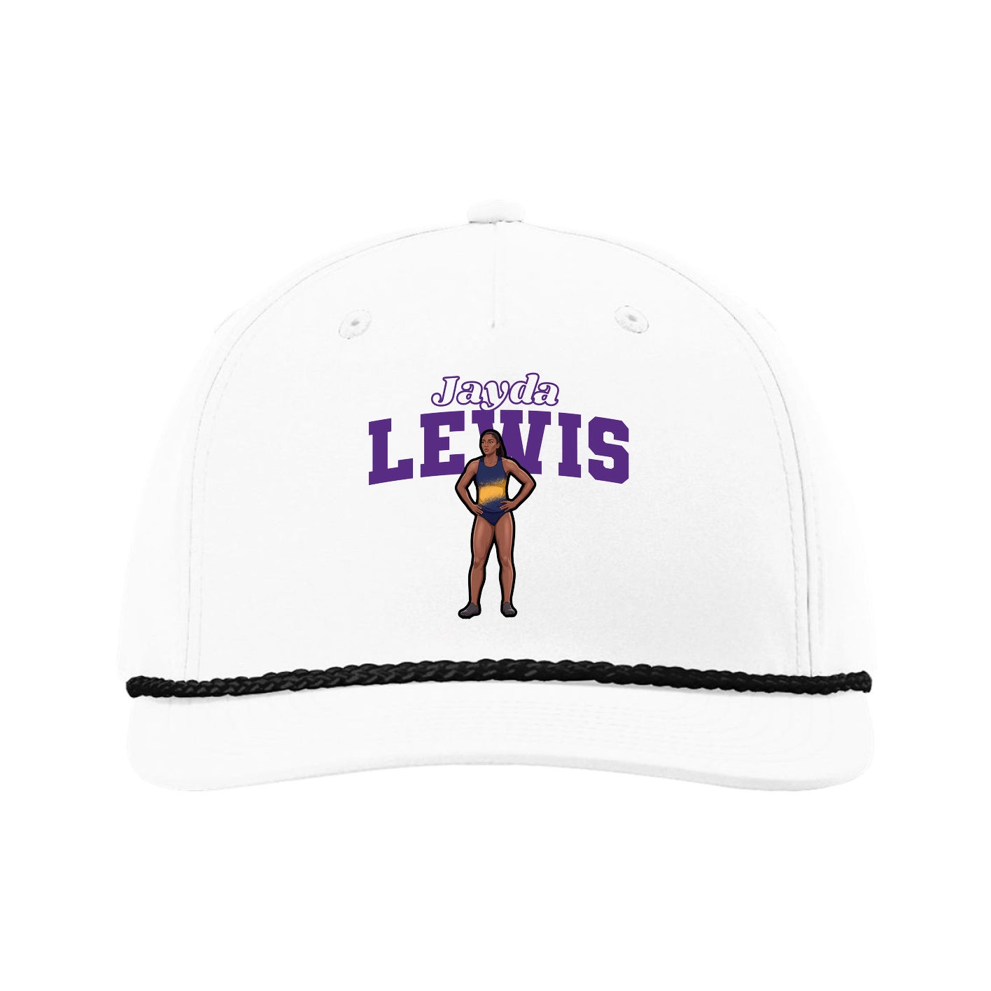 Five-Panel Classic Rope Cap — Name Arch in White