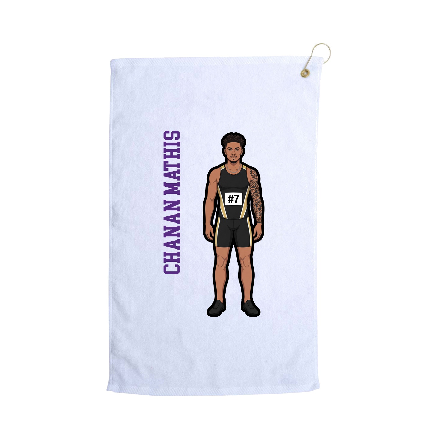 Golf Towel — Name Vertical in White