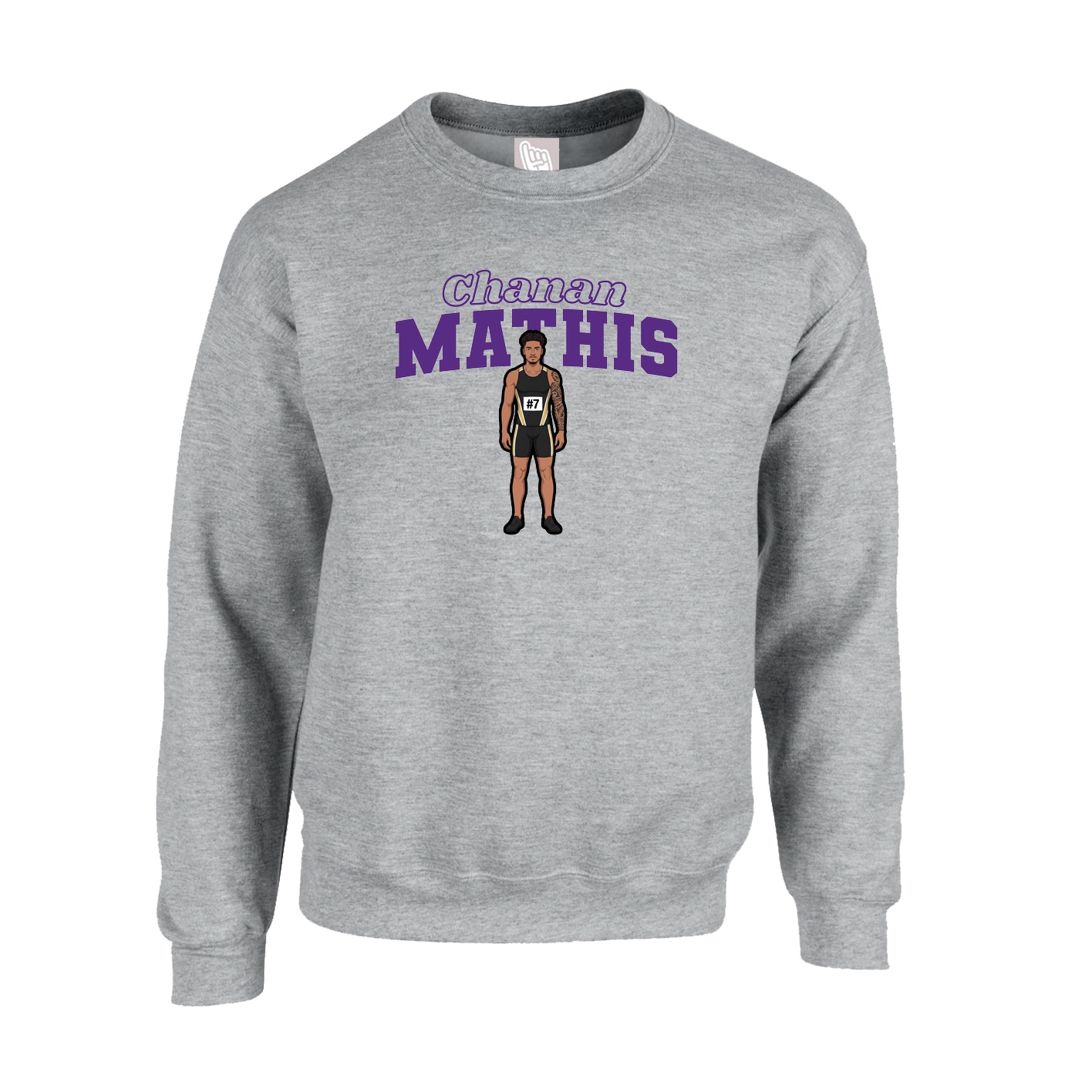 Fleece Crew — Name Arch in Grey
