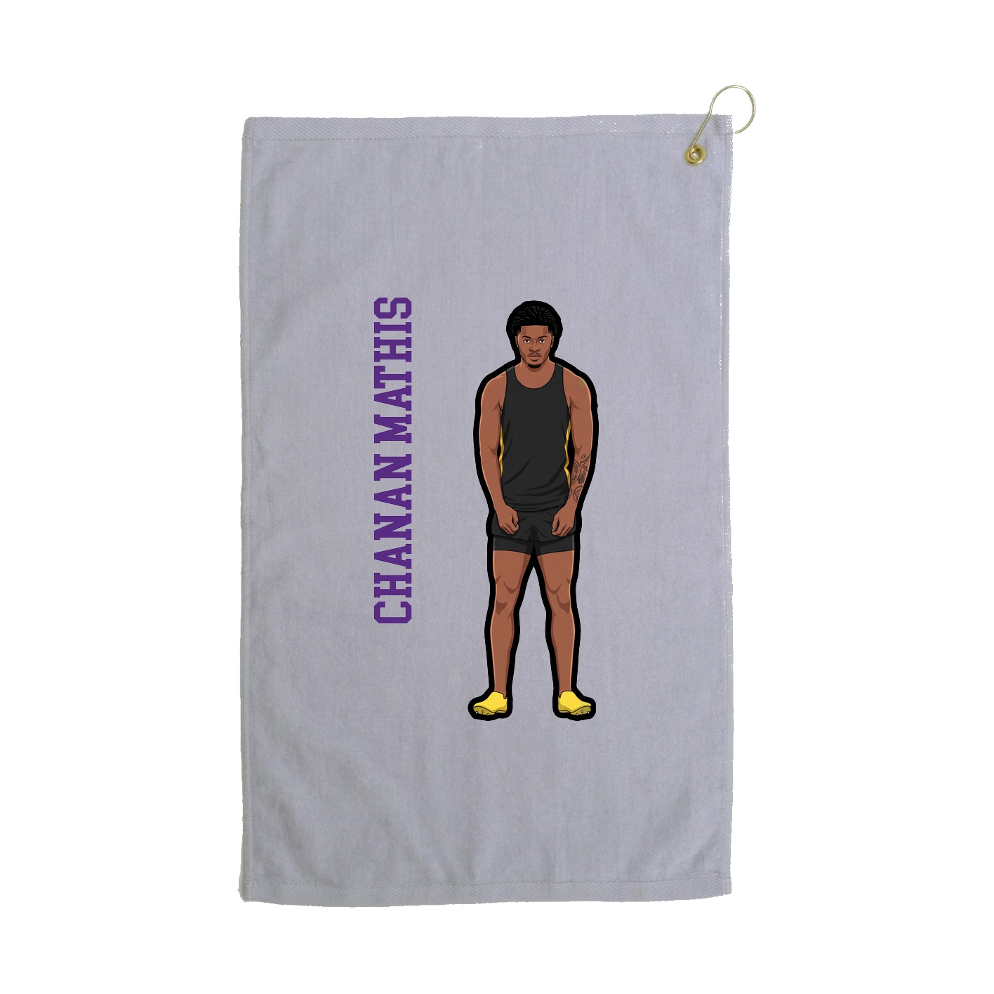 Golf Towel — Name Vertical in Grey