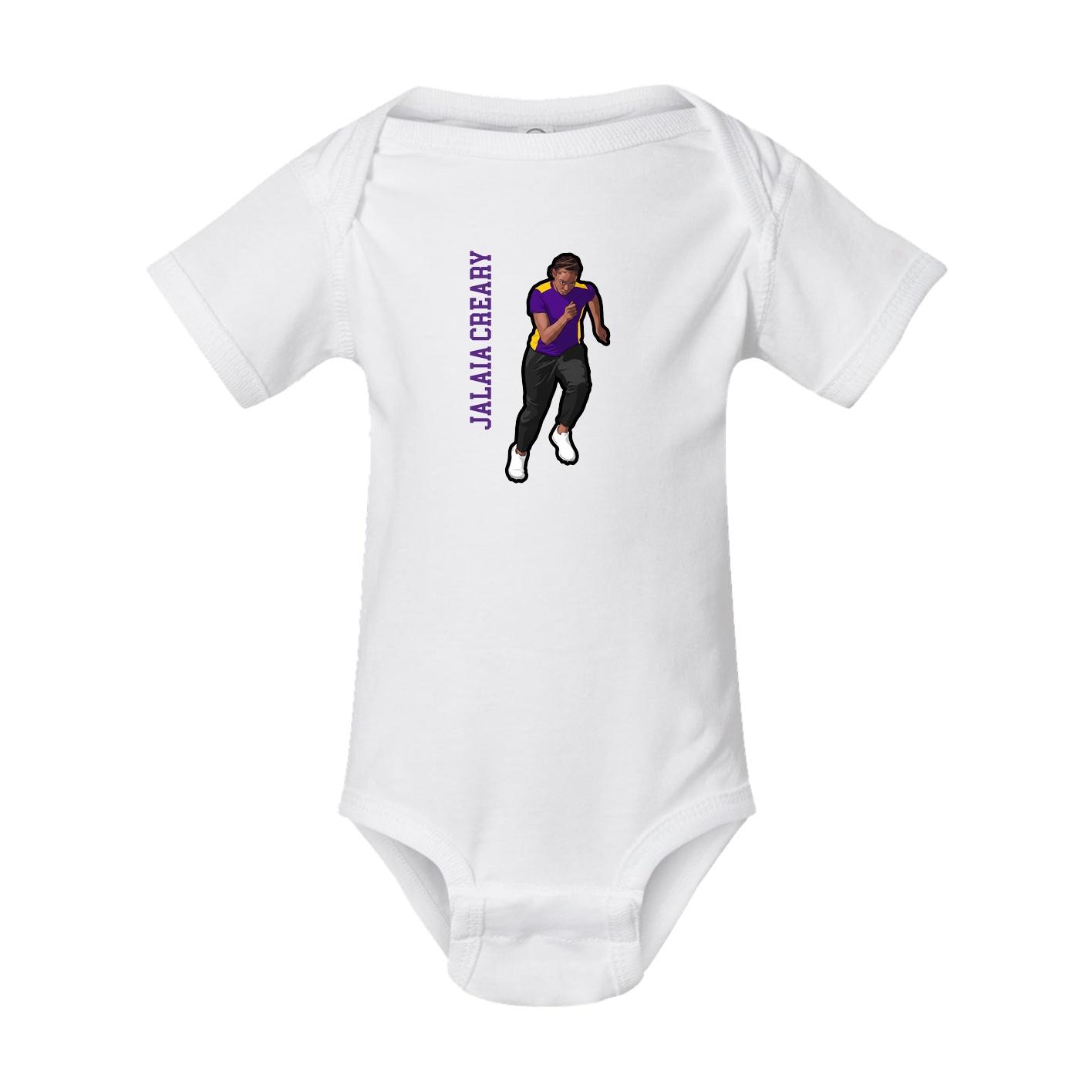 Baby Onesie — Name Vertical in White