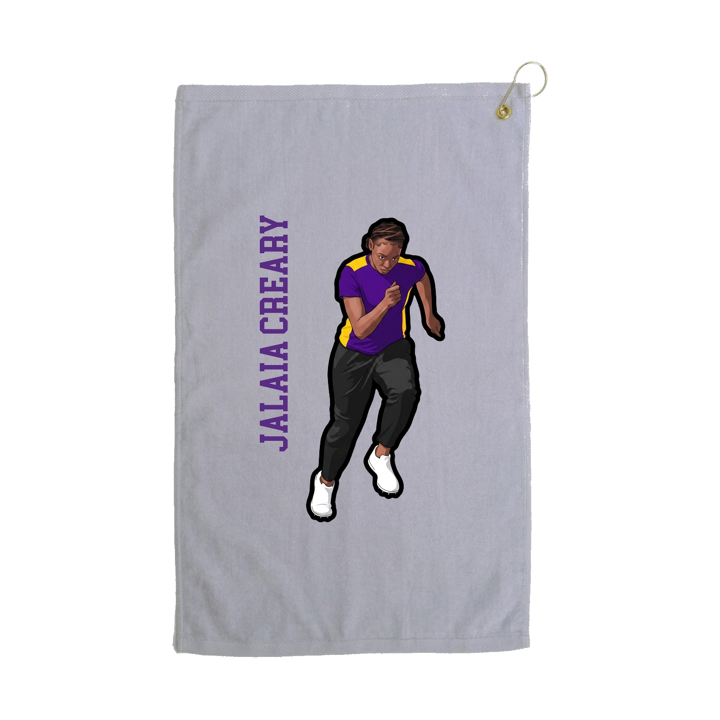 Golf Towel — Name Vertical in Grey