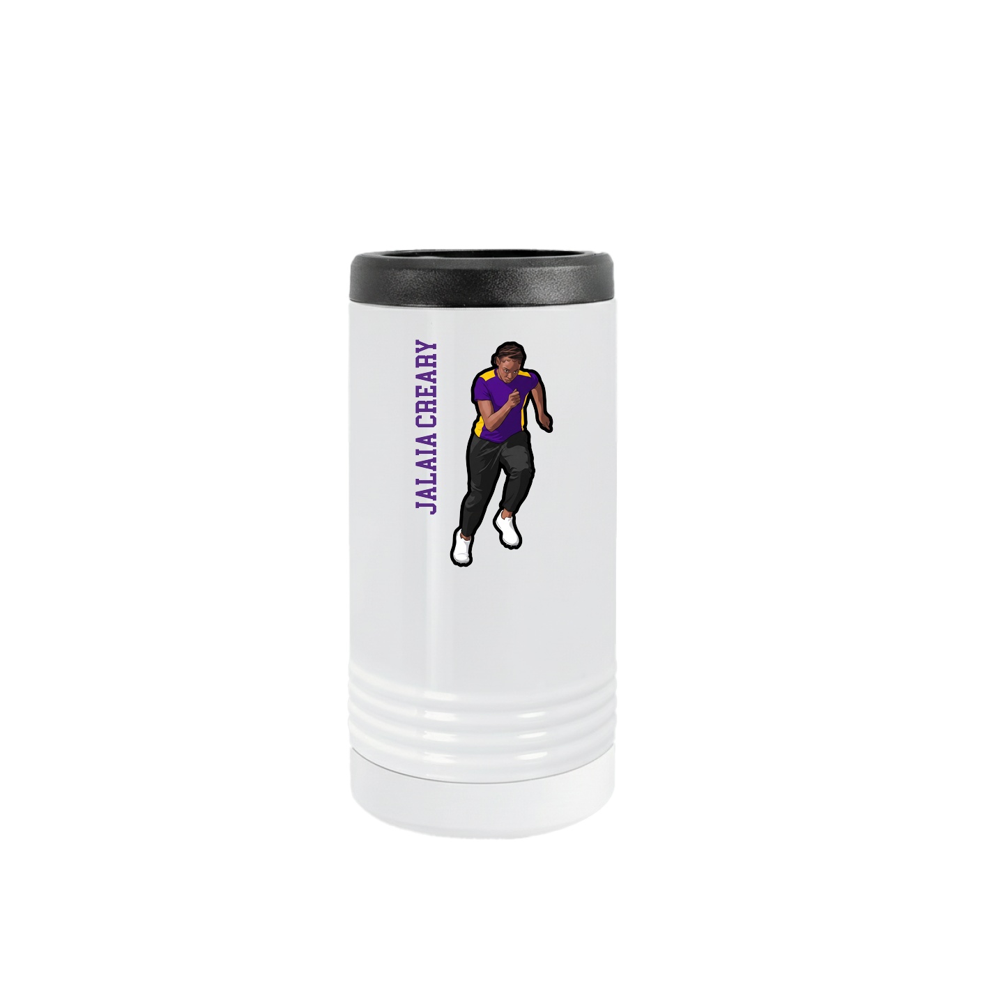 Slim Beverage Holder — Name Vertical in White