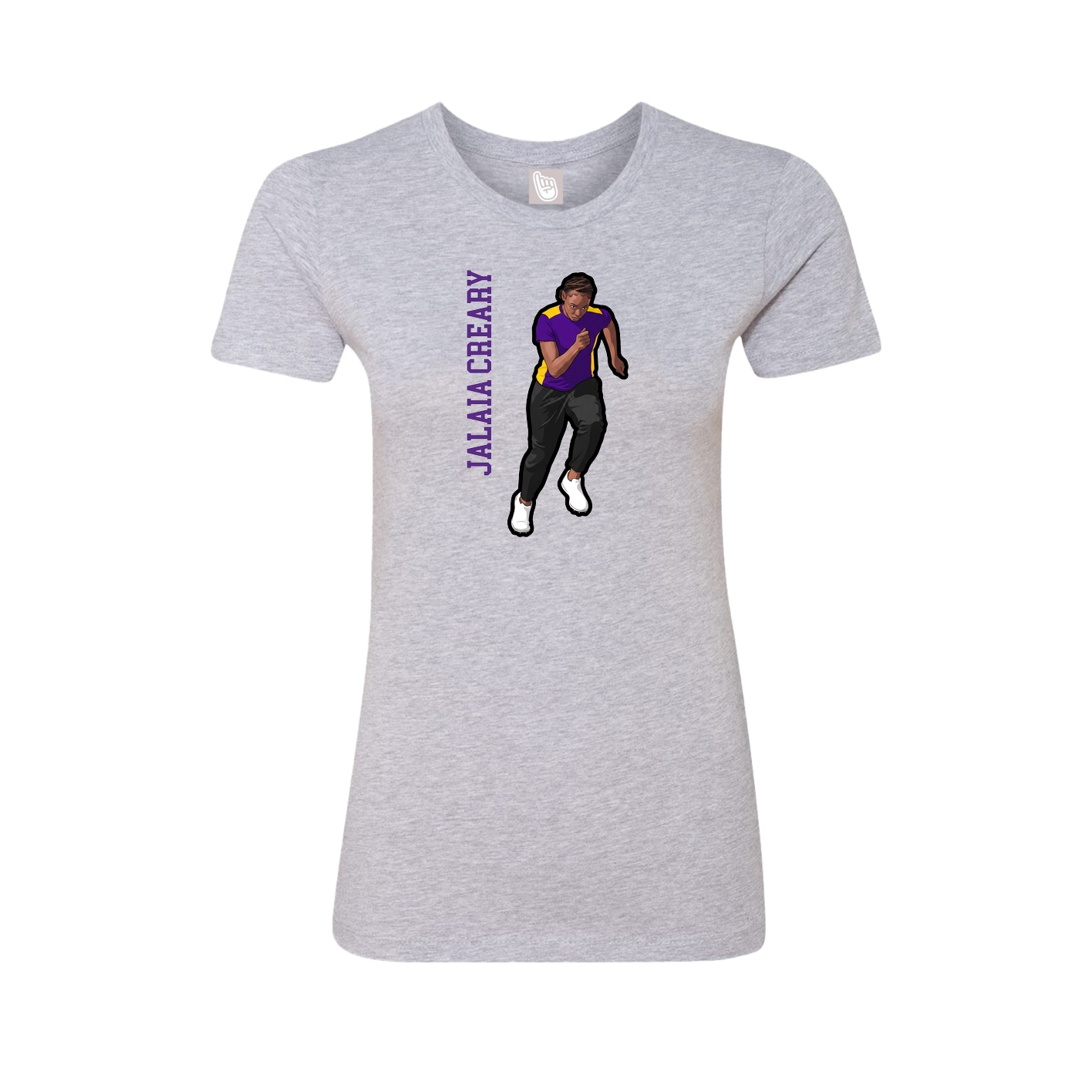 Fitted Women's Tee — Name Vertical in Grey