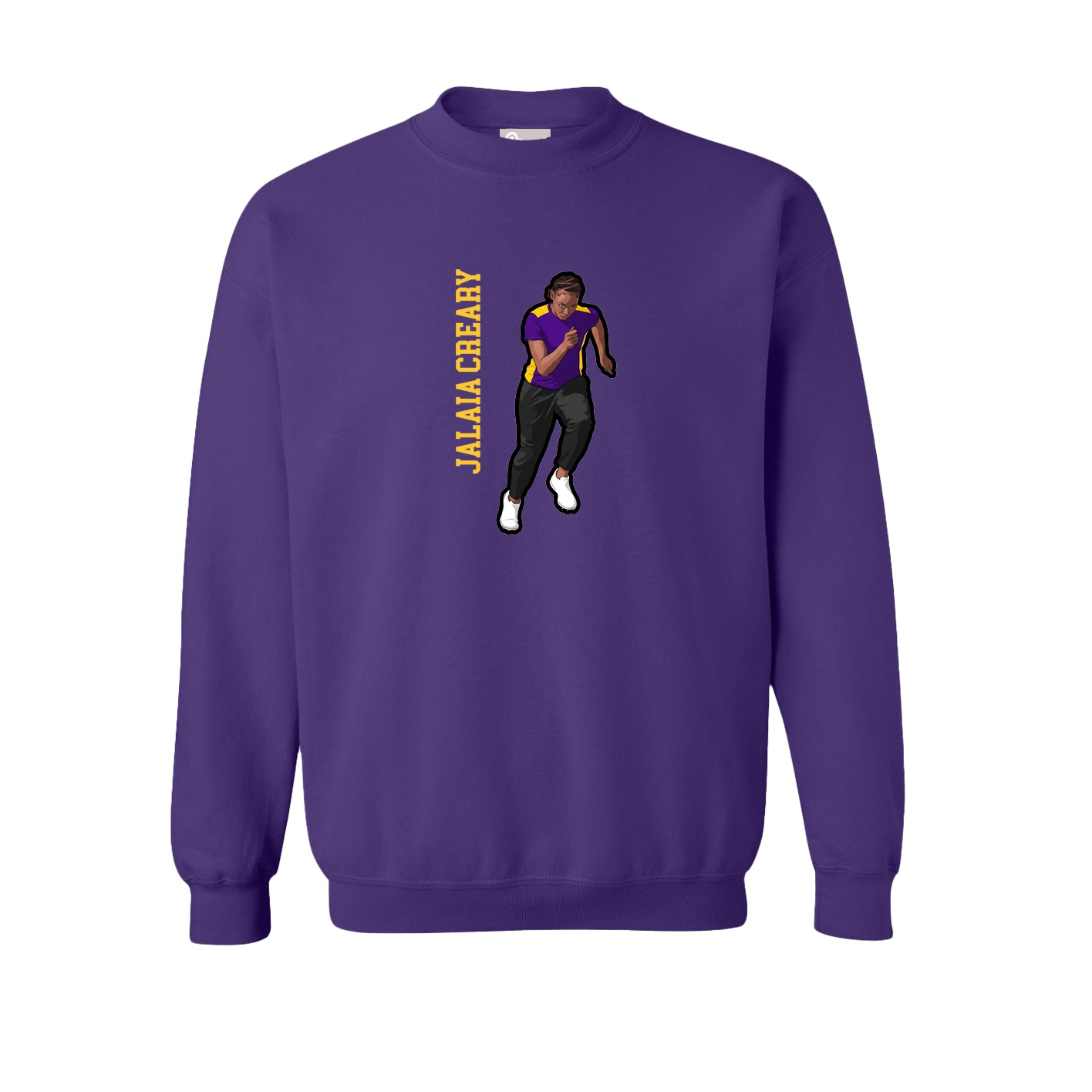 Fleece Crew — Name Vertical in Purple