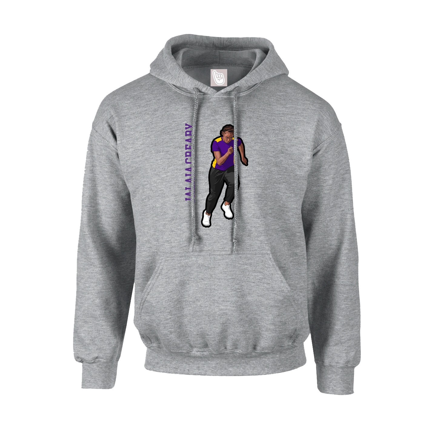 Youth Hoodie — Name Vertical in Grey