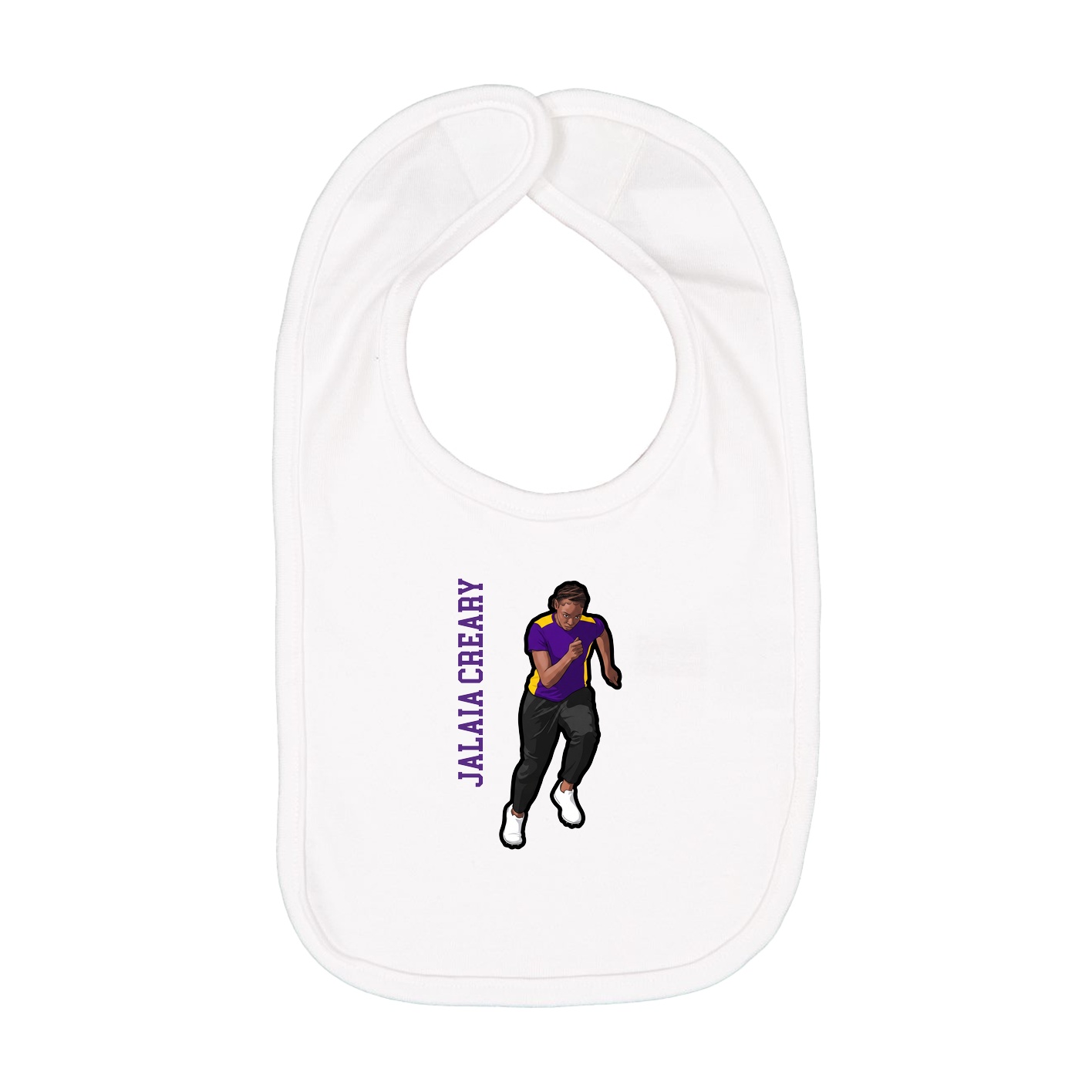 Infant Bib — Name Vertical in White
