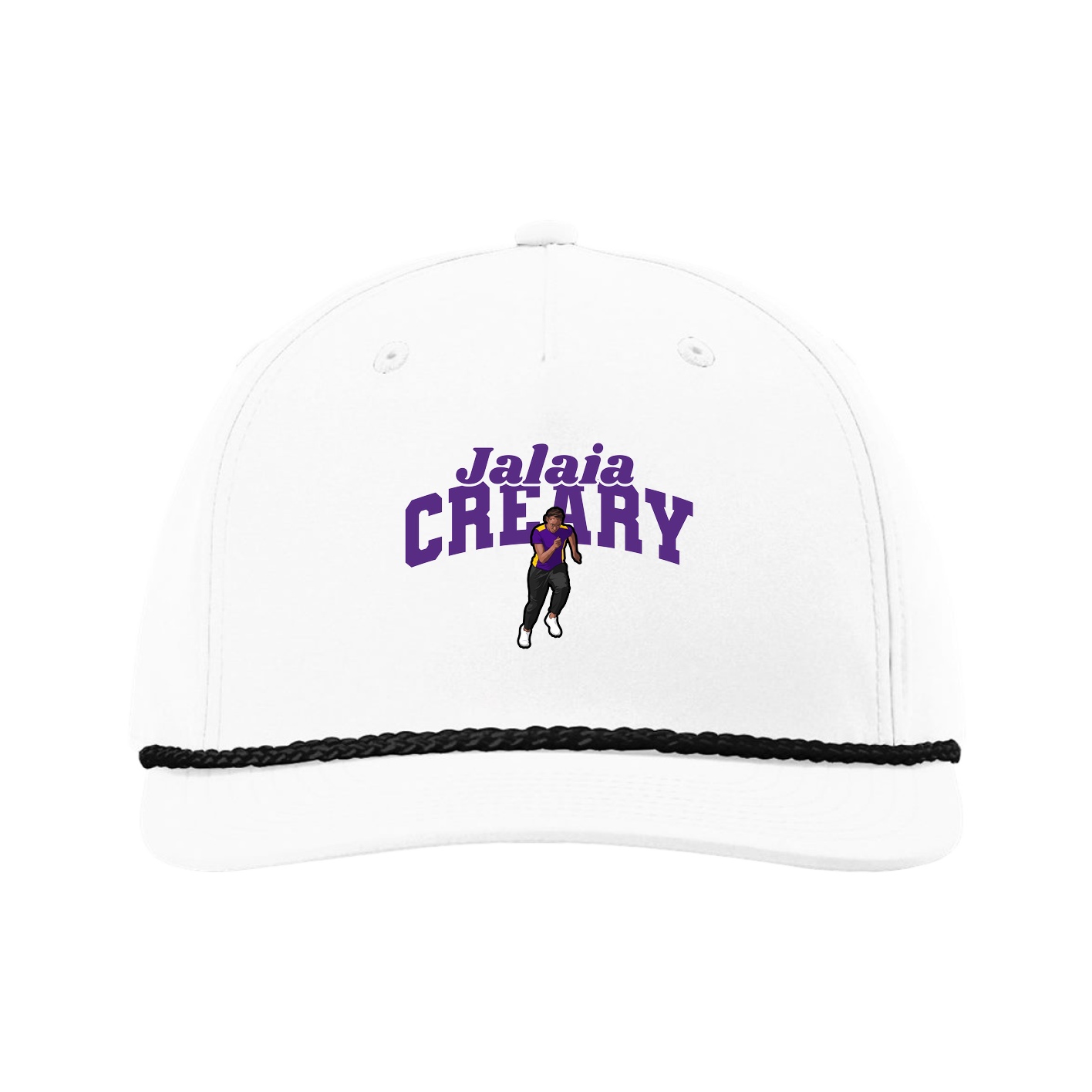 Five-Panel Classic Rope Cap — Signature Arch in White