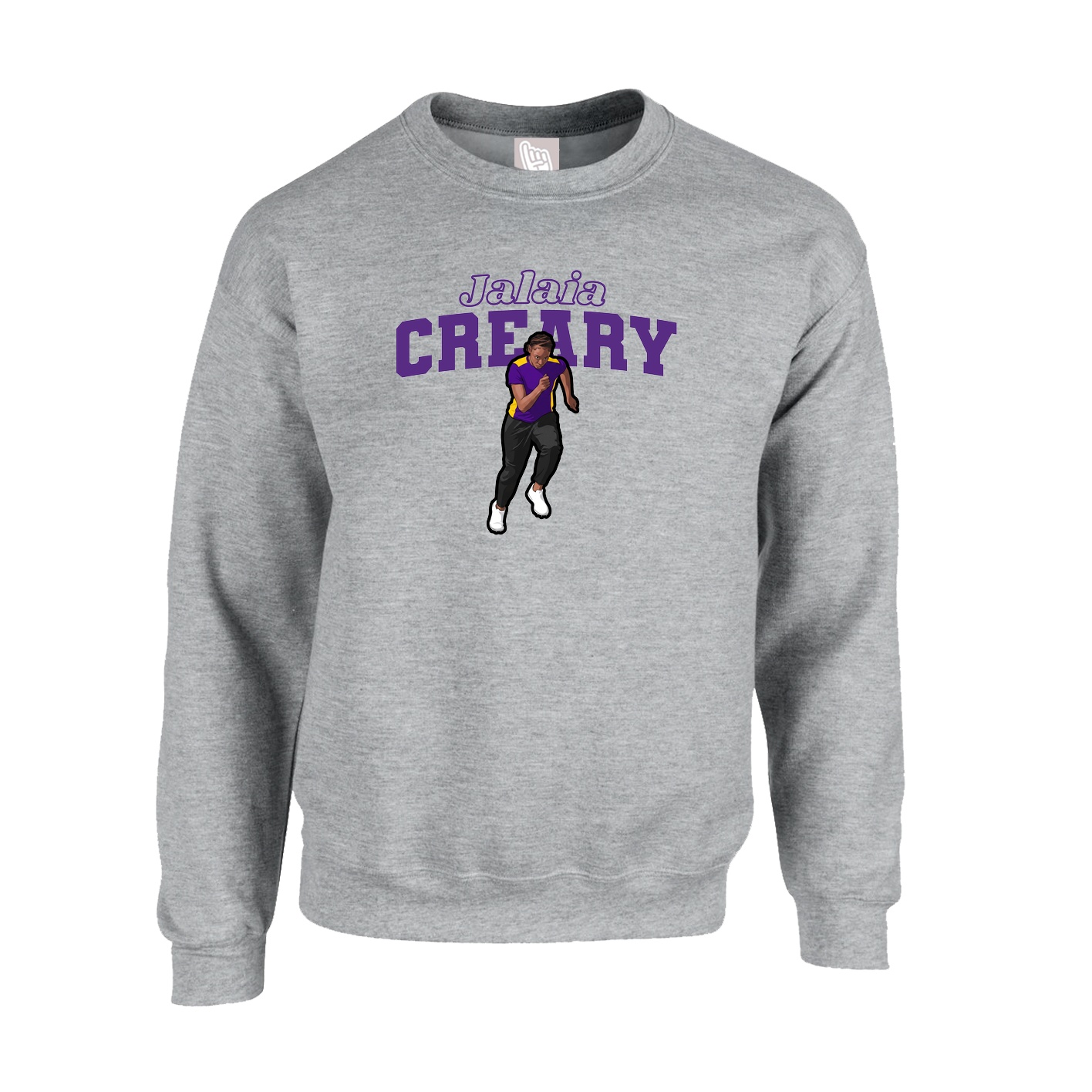 Fleece Crew — Name Arch in Grey