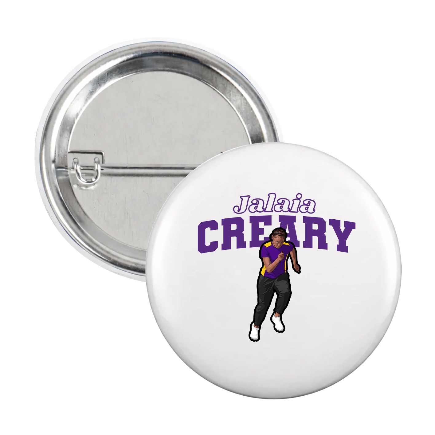 Game Day Button — Name Arch in White