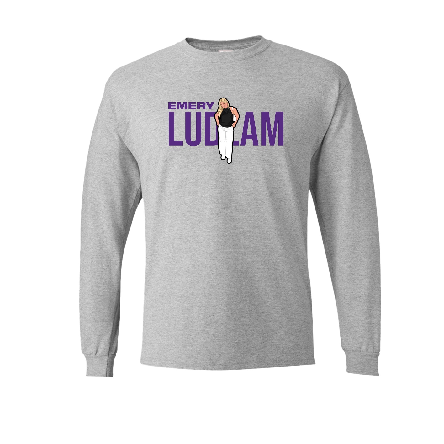 Long Sleeve Tee — Player Name in Grey