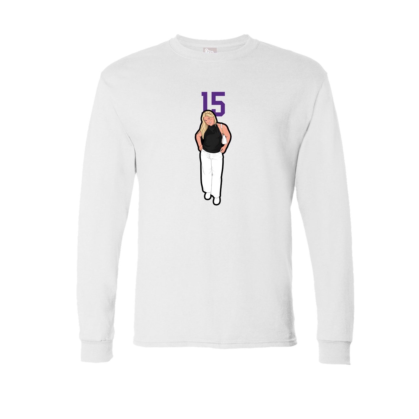 Long Sleeve Tee — Number Top in White