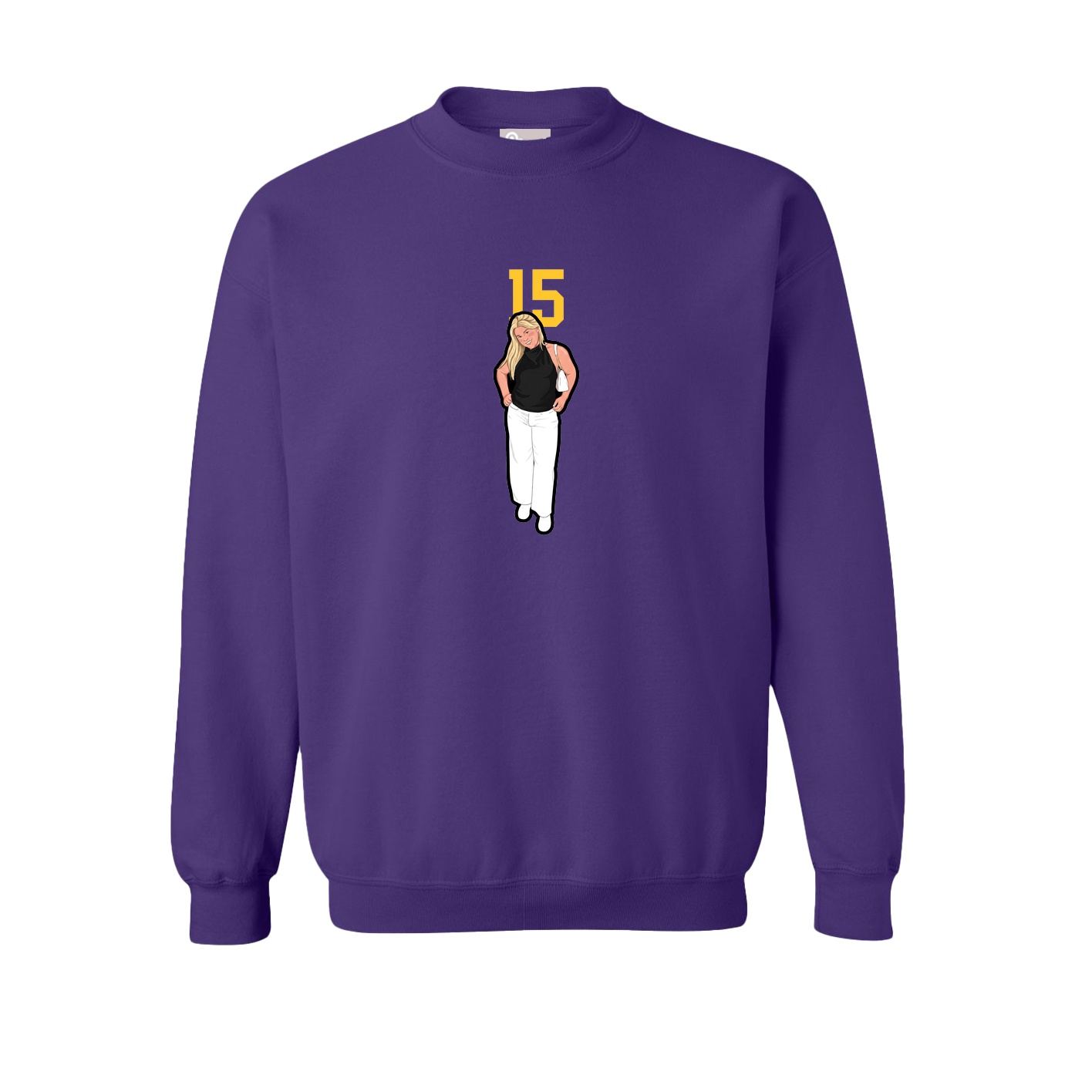 Fleece Crew — Number Top in Purple