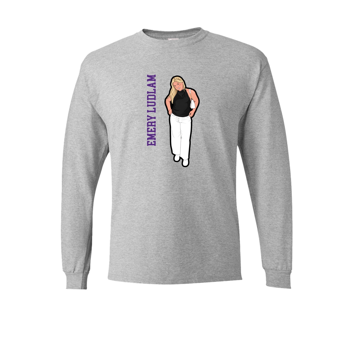 Long Sleeve Tee — Name Vertical in Grey