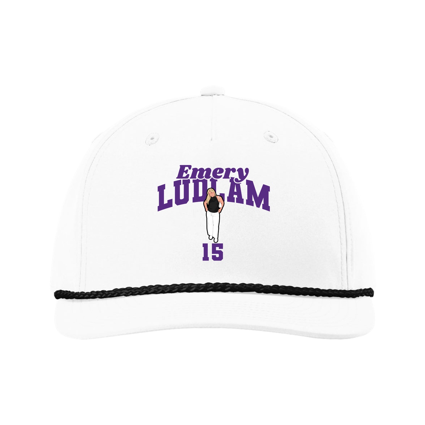 Five-Panel Classic Rope Cap — Signature Arch in White