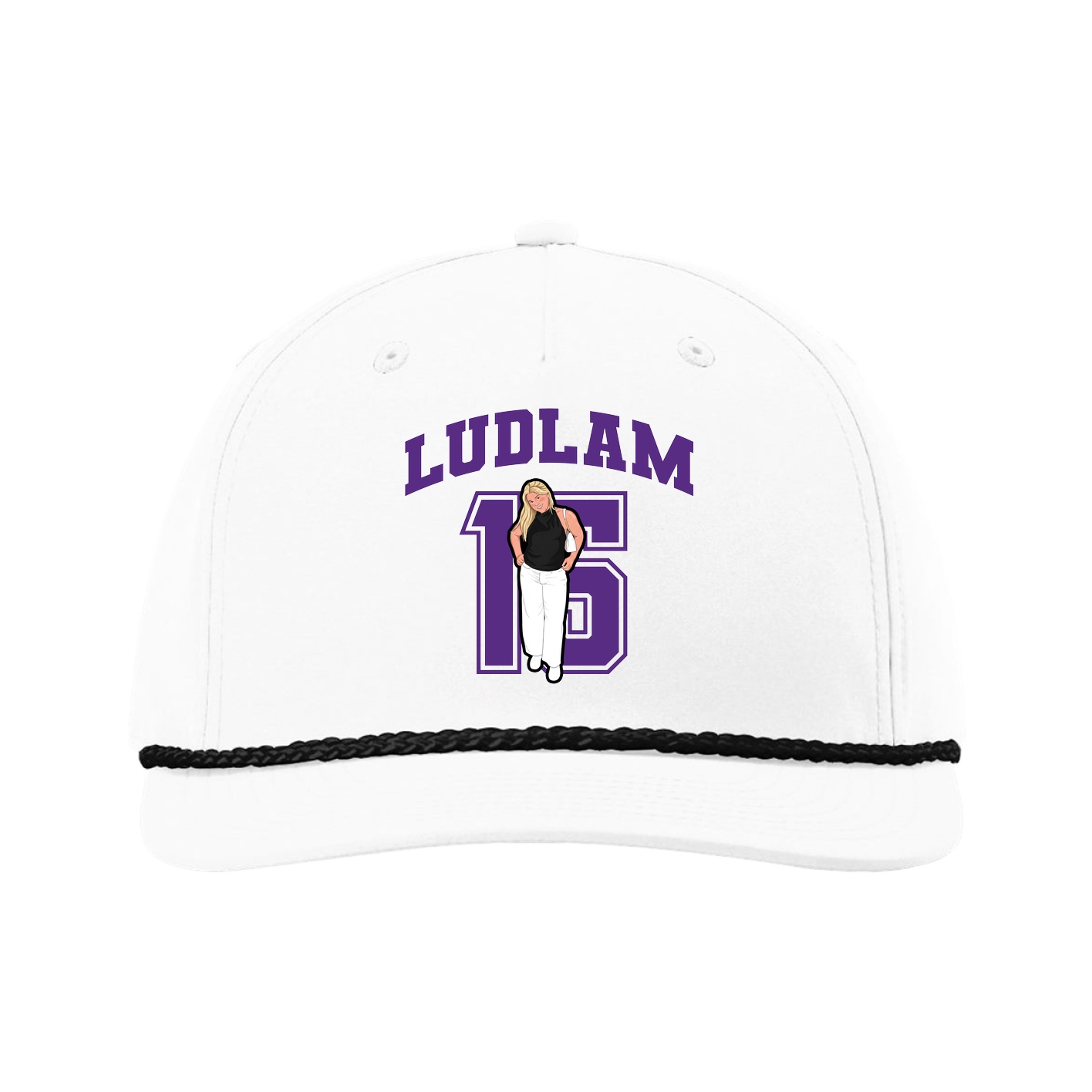 Five-Panel Classic Rope Cap — Number in White