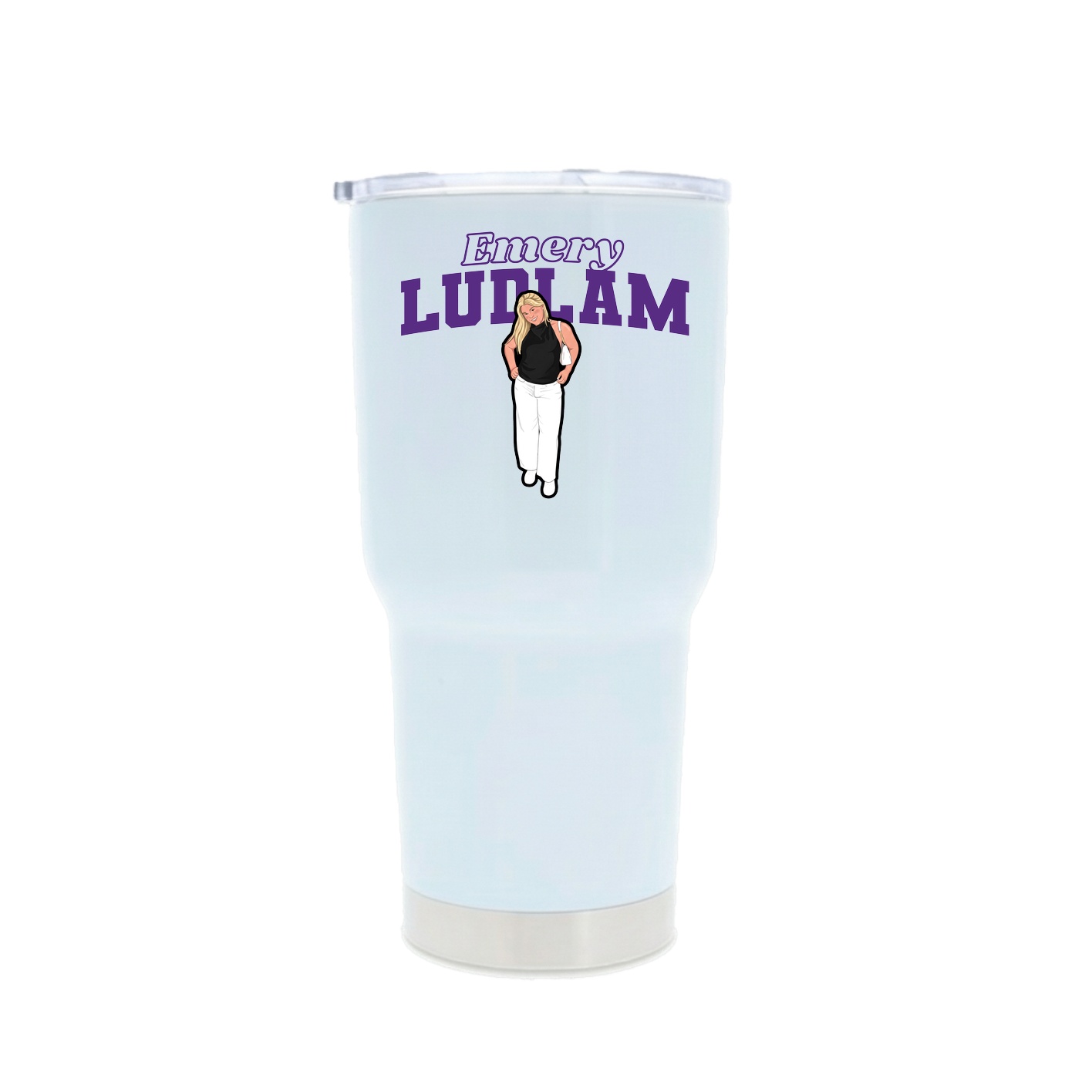 30oz Stainless Steel Tumbler — Name Arch in White