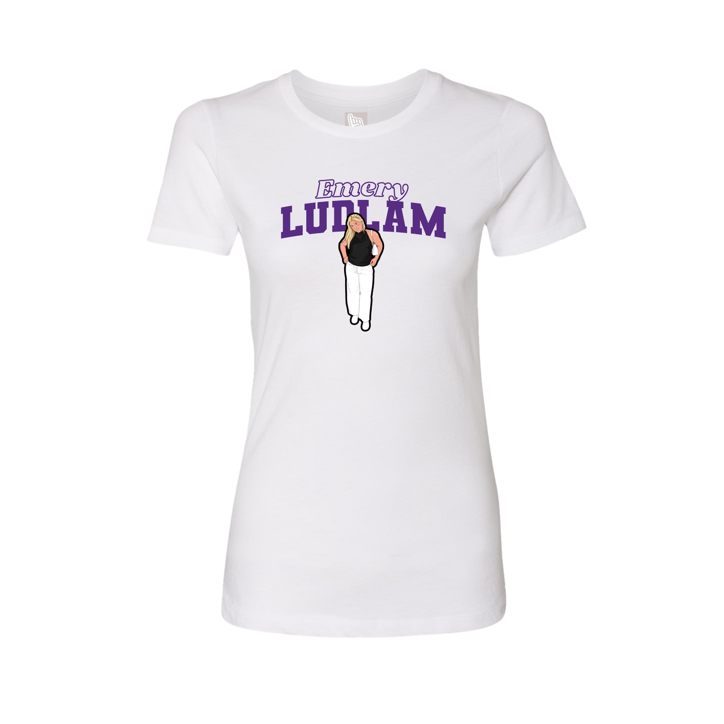 Womens Tee — Name Arch in White