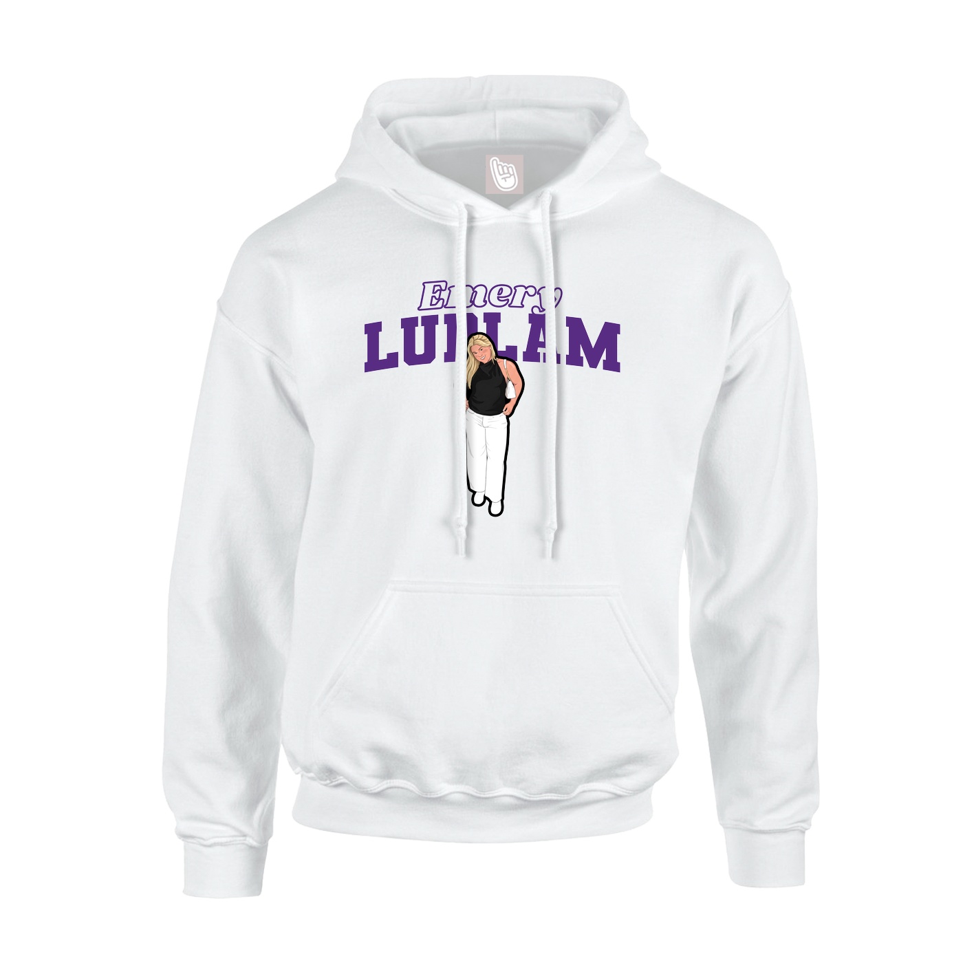 Youth Hoodie — Name Arch in White