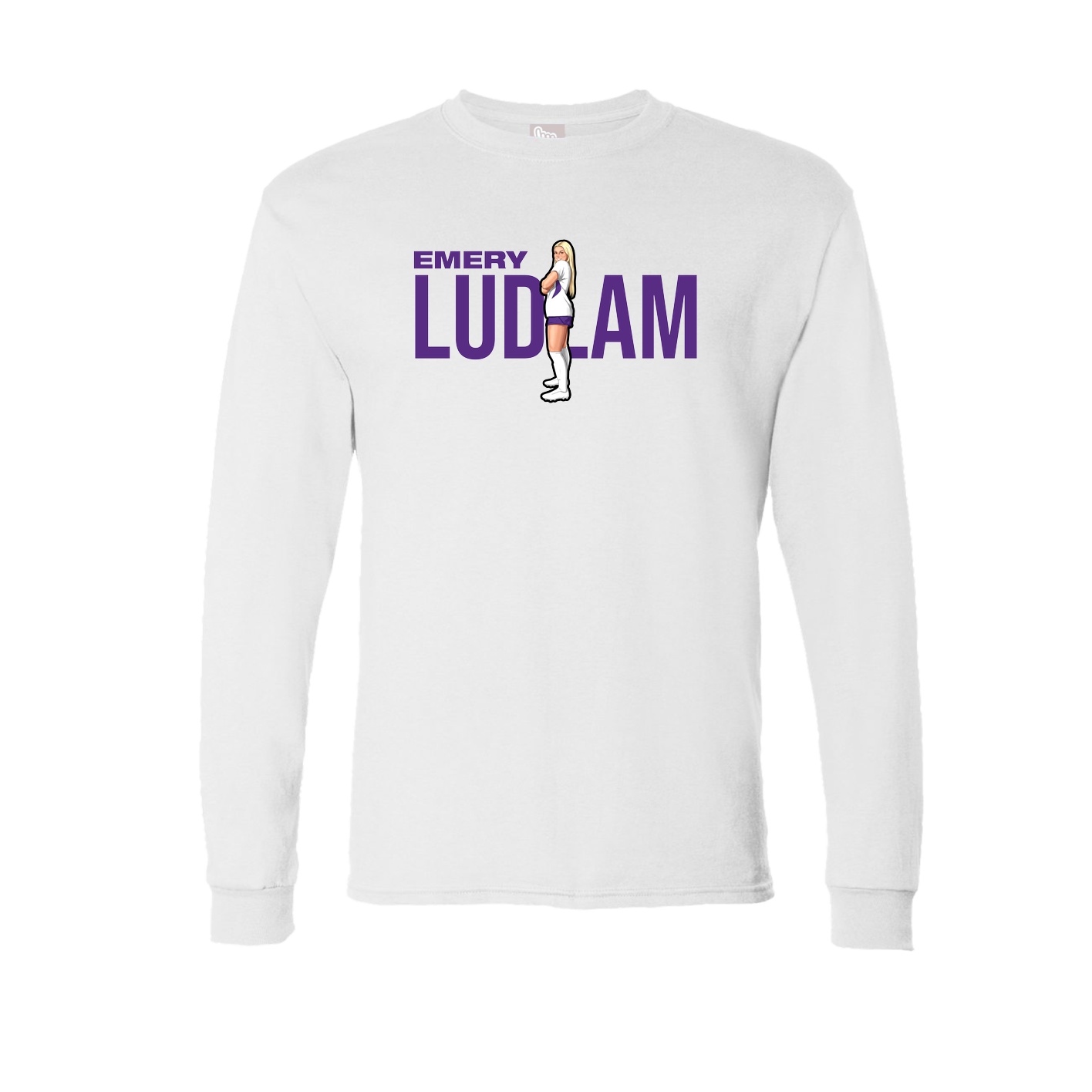 Long Sleeve Tee — Player Name in White