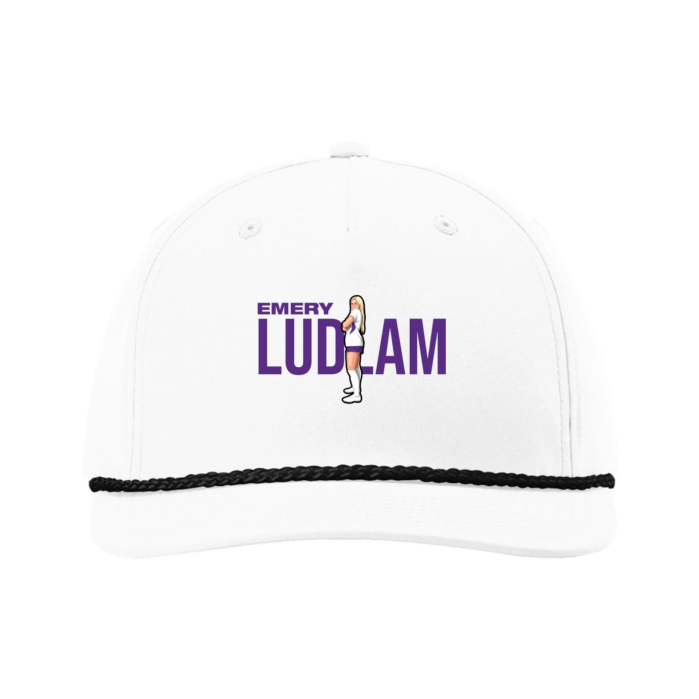 Five-Panel Classic Rope Cap — Player Name in White
