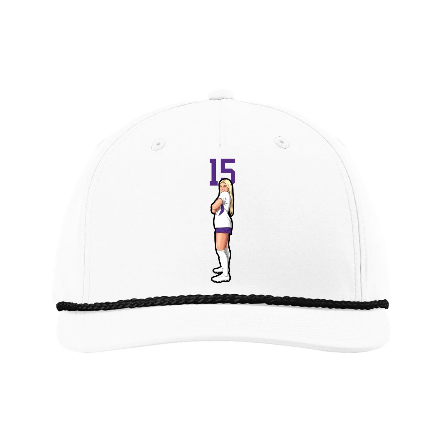Five-Panel Classic Rope Cap — Number Top in White