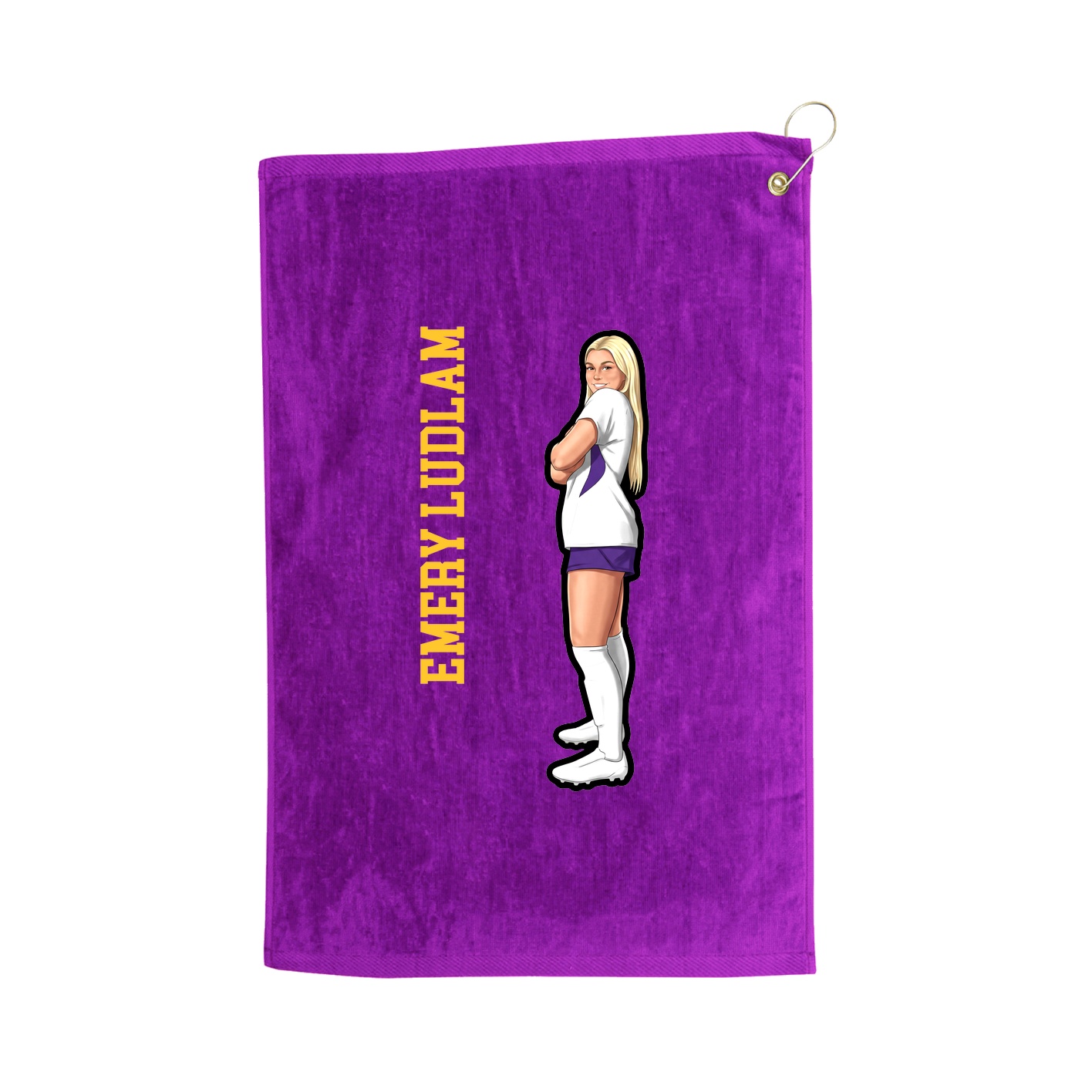 Golf Towel — Name Vertical in Purple