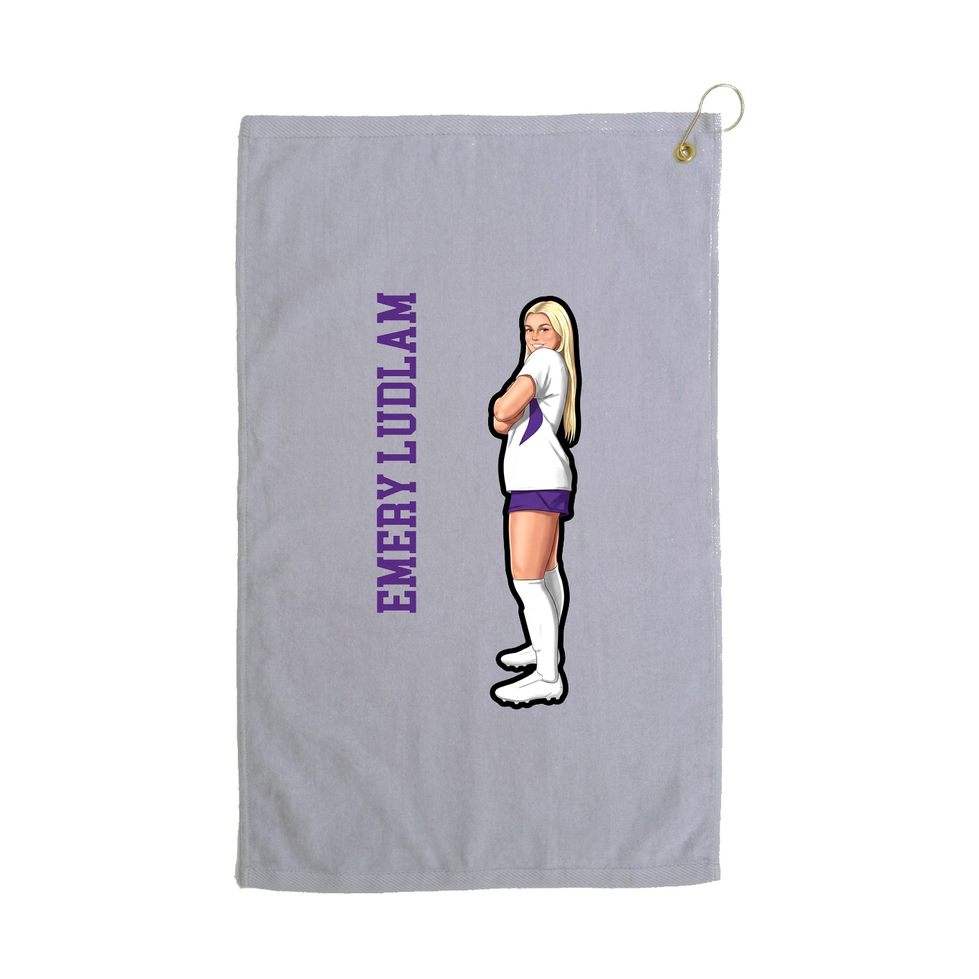 Golf Towel — Name Vertical in Grey