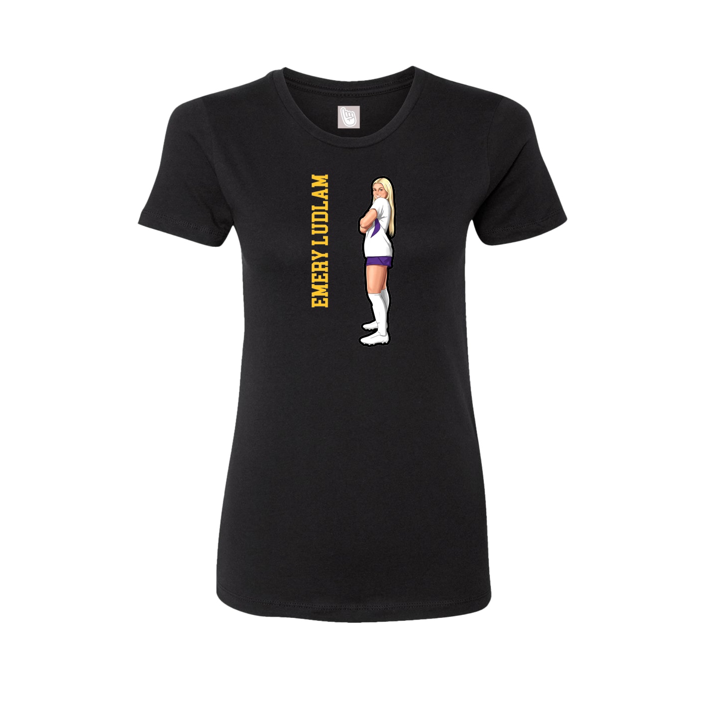 Womens Tee — Name Vertical in Black