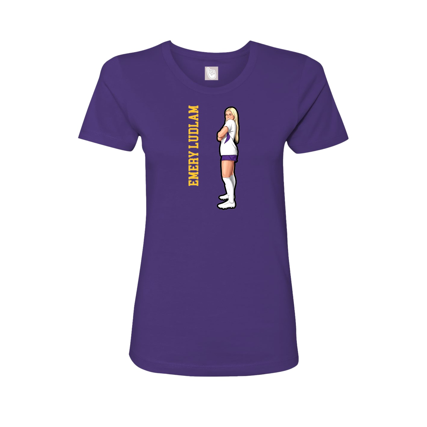 Womens Tee — Name Vertical in Purple