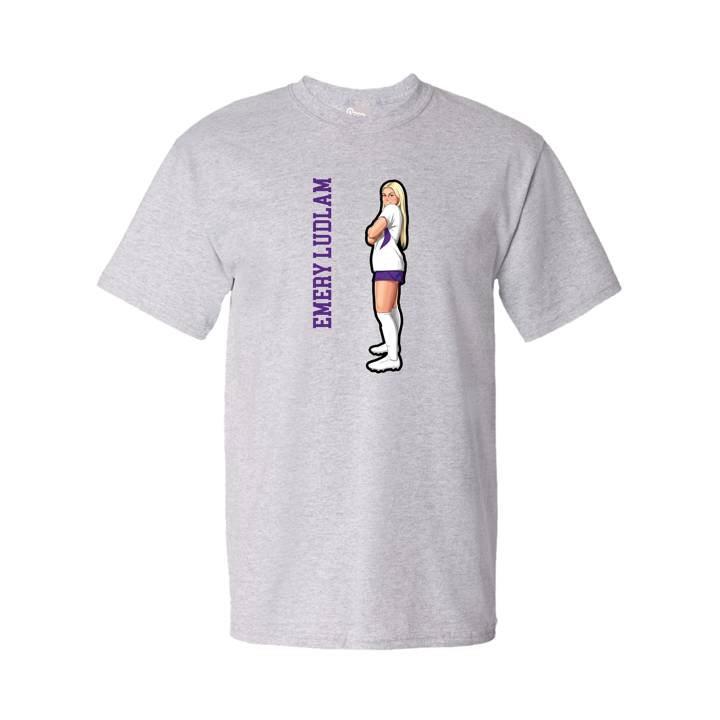 Youth Tee — Name Vertical in Grey