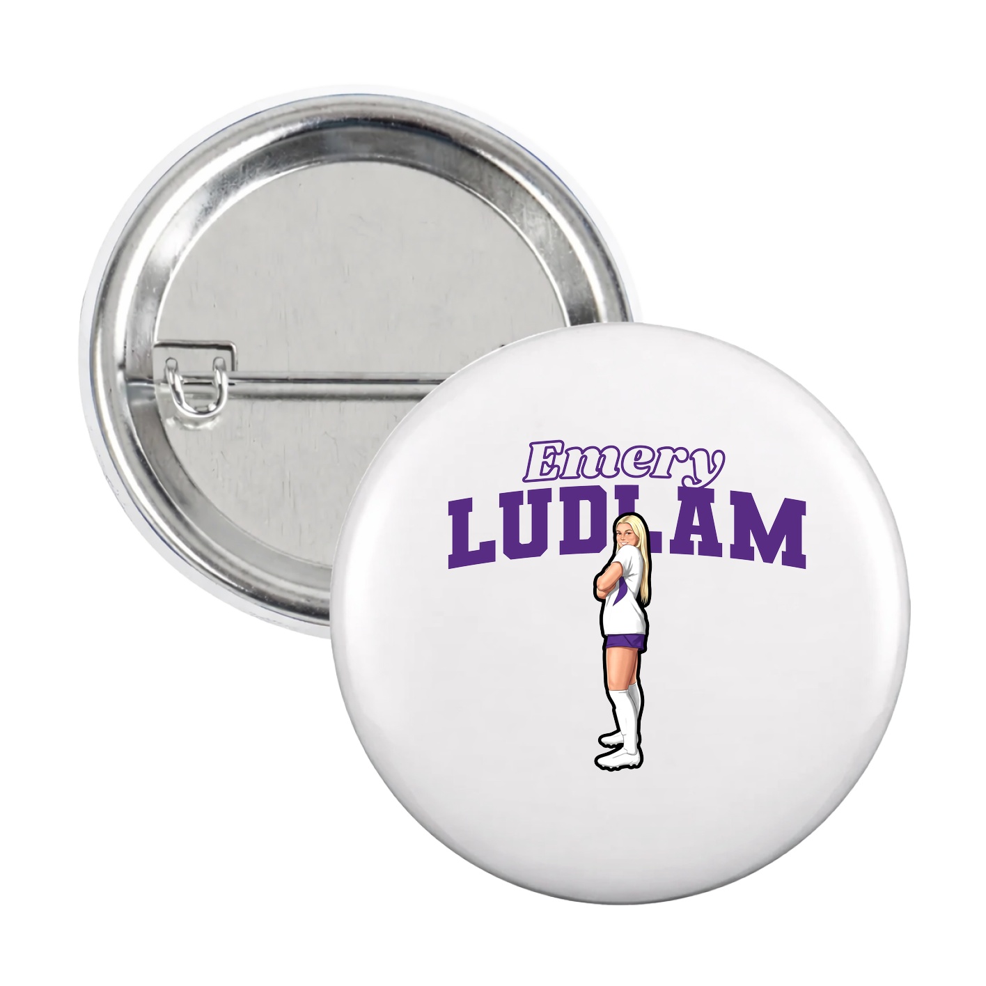 Game Day Button — Name Arch in White