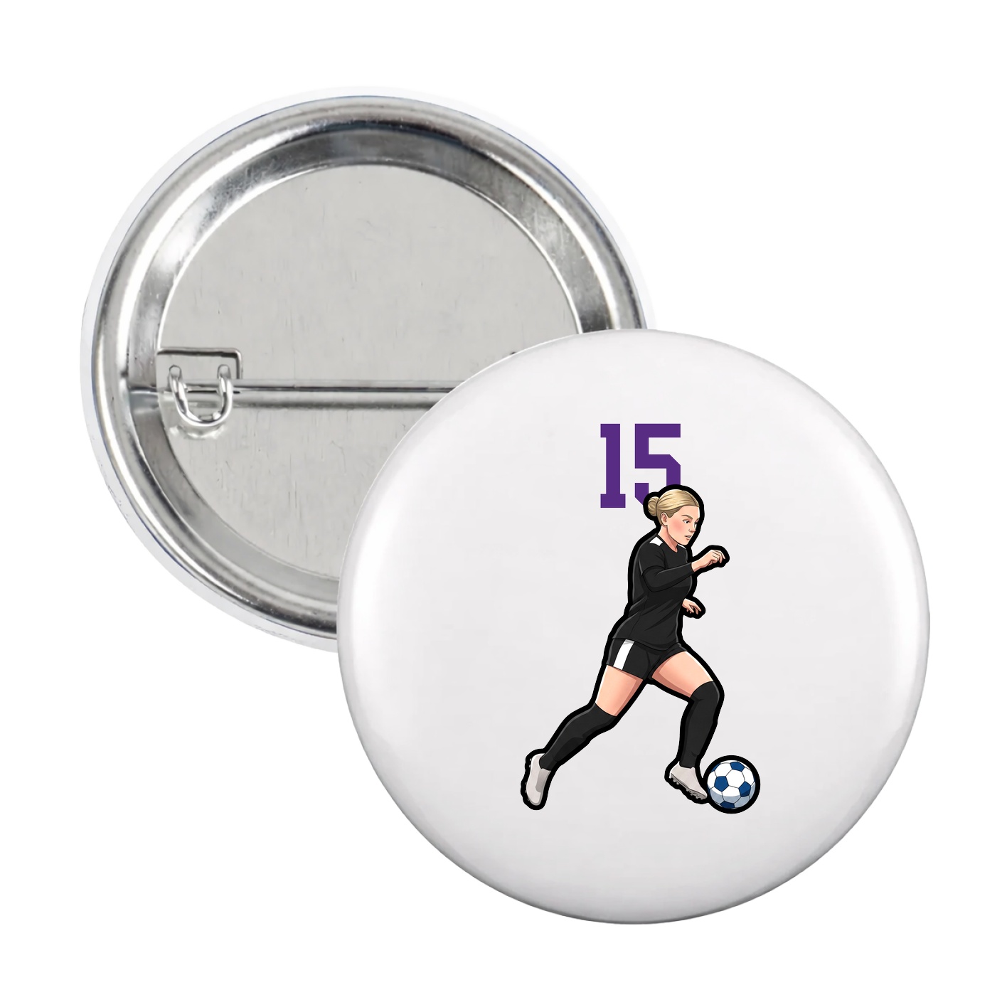 Game Day Button — Number Top in White