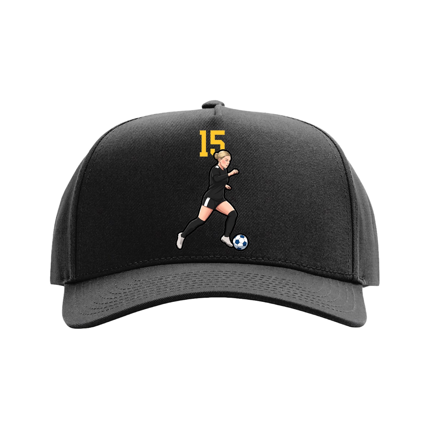 Full Fabric Five-Panel Champ Cap — Number Top in Black