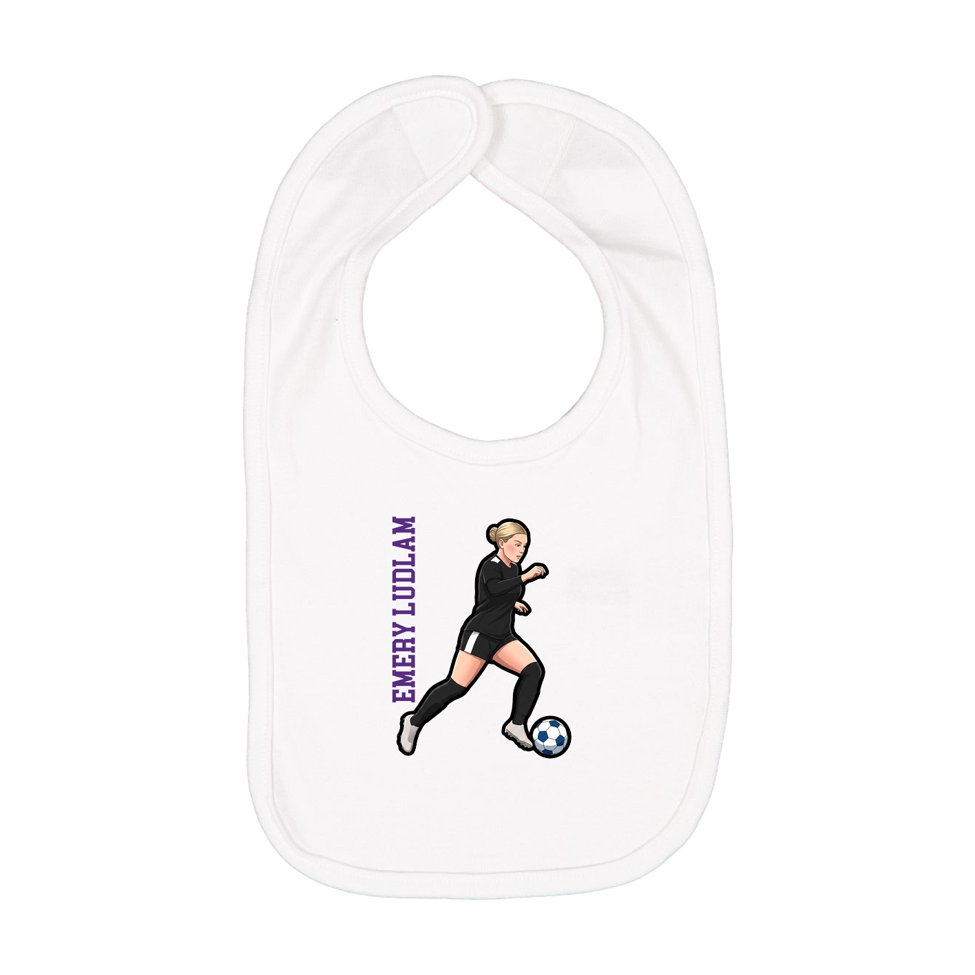 Infant Bib — Name Vertical in White
