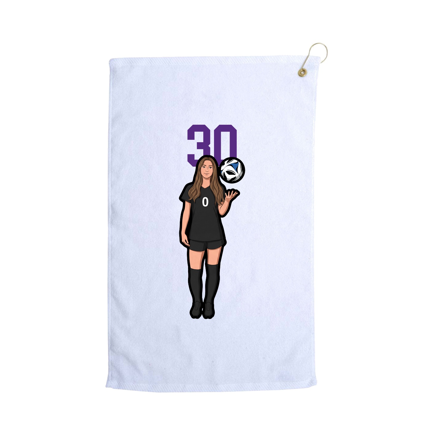 Golf Towel — Number Top in White
