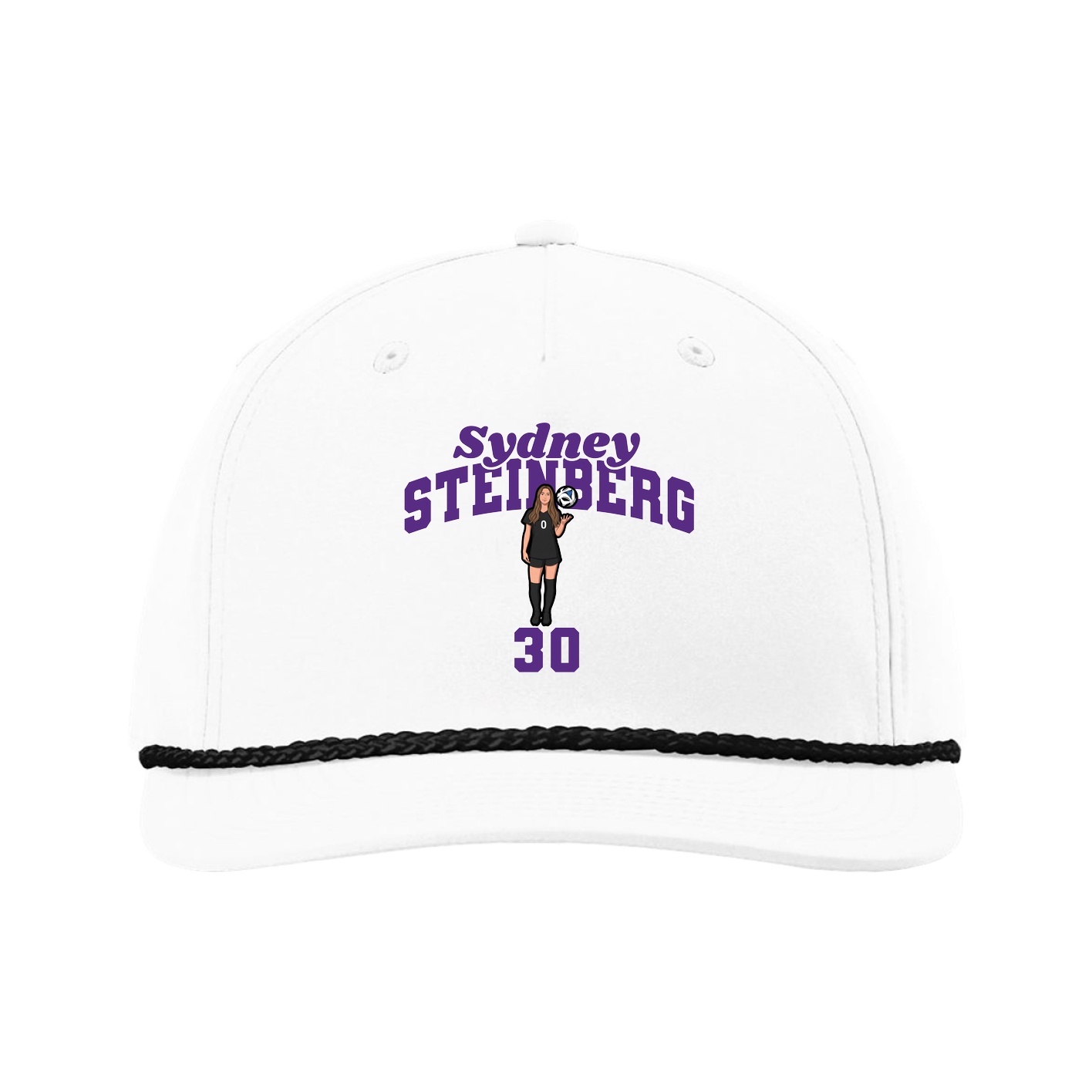 Five-Panel Classic Rope Cap — Signature Arch in White