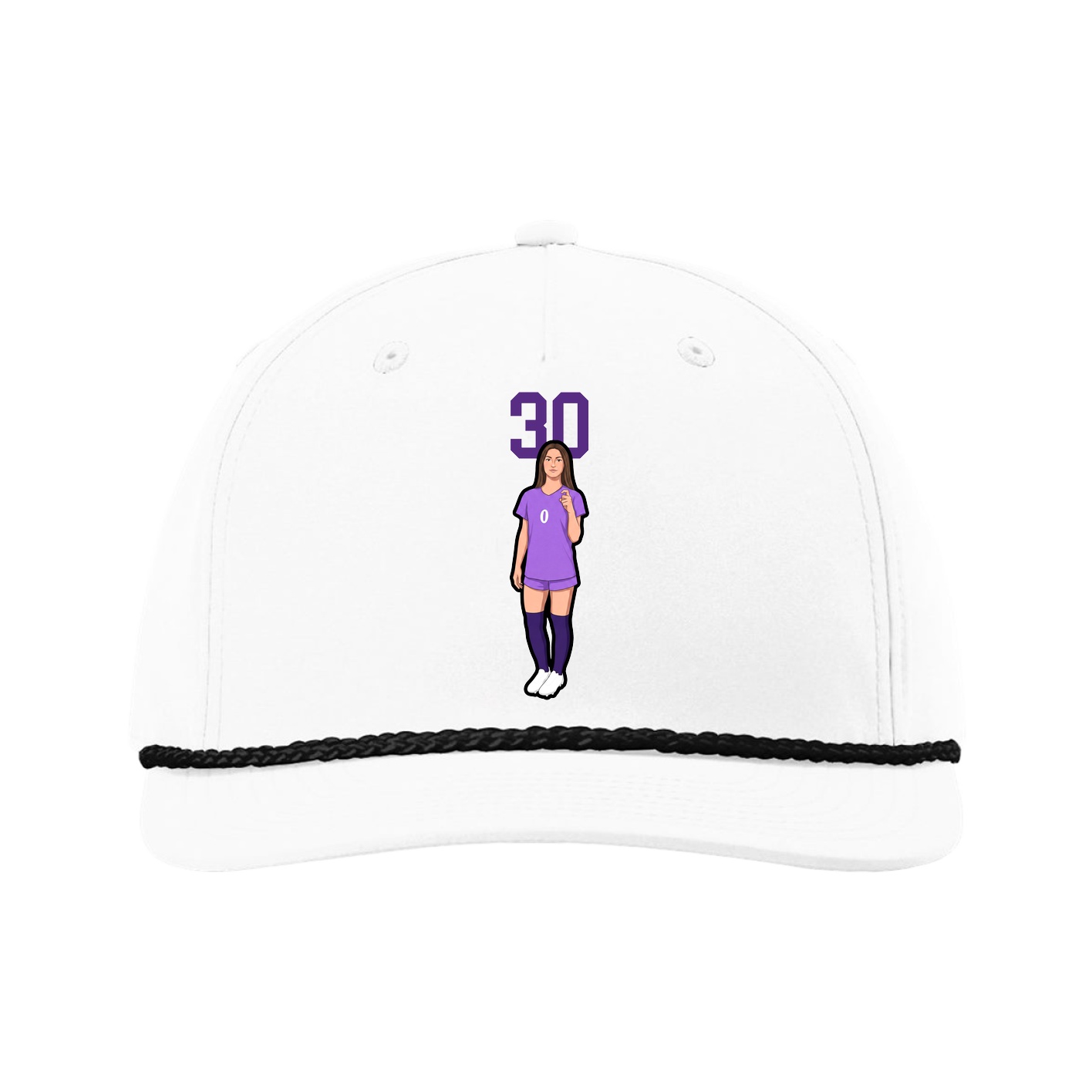 Five-Panel Classic Rope Cap — Number Top in White